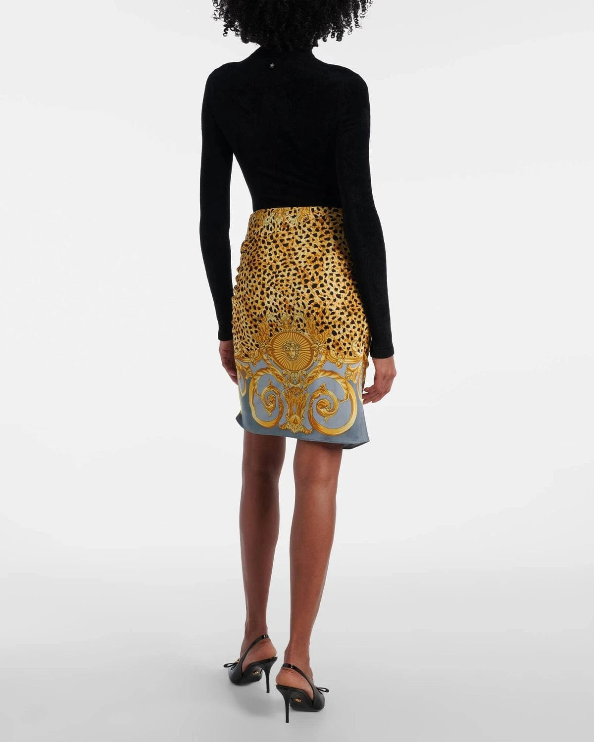 Versace Chenille Fitted Mock-Neck Top