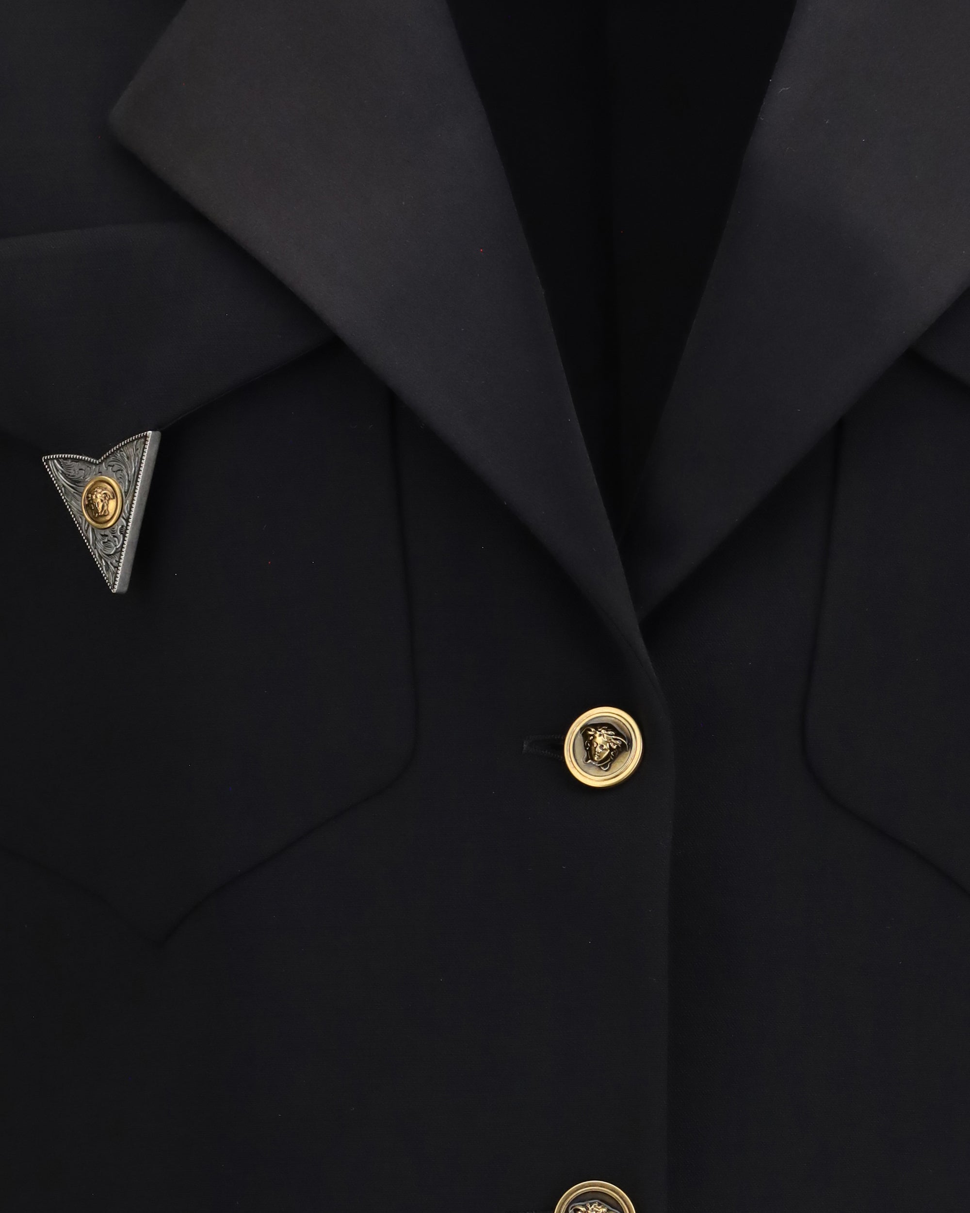 Versace Cropped Wool Blazer Single Breasted