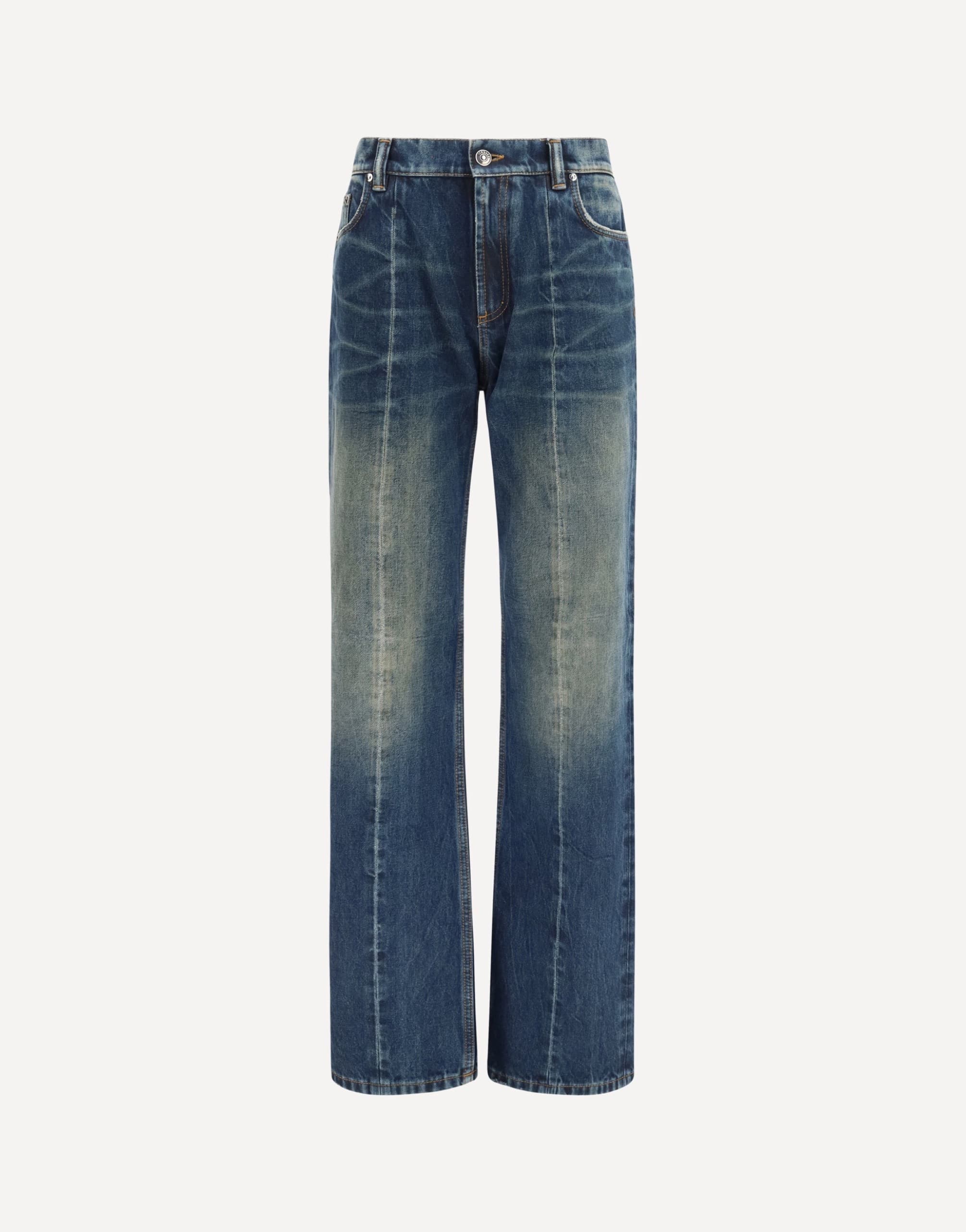 Versace Distressed Straight-Leg Cotton Denim Jeans