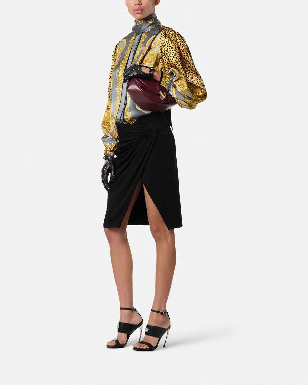 Versace Draped Midi Skirt