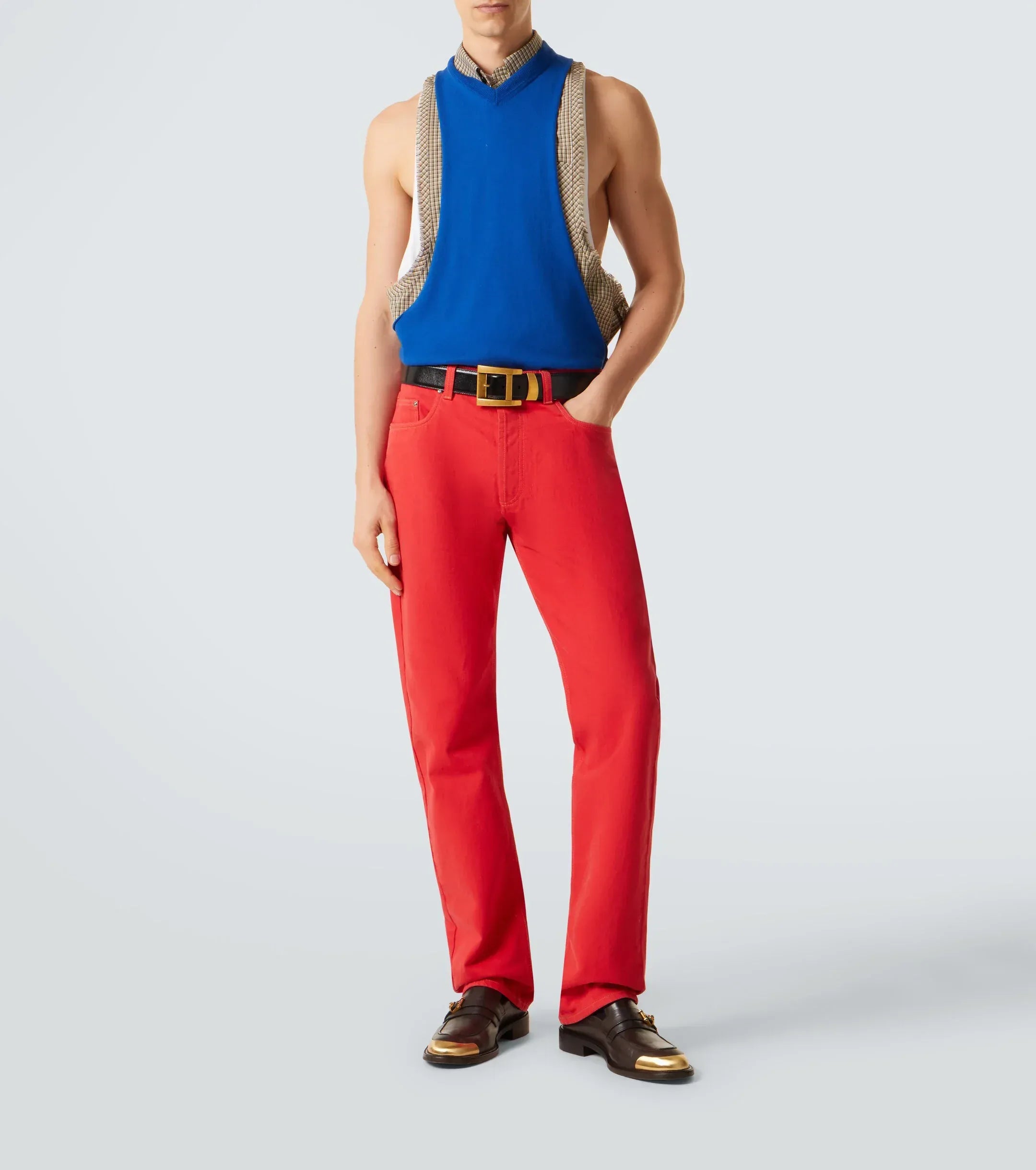 Embossed Logo Straight Denim Jeans - alternate view