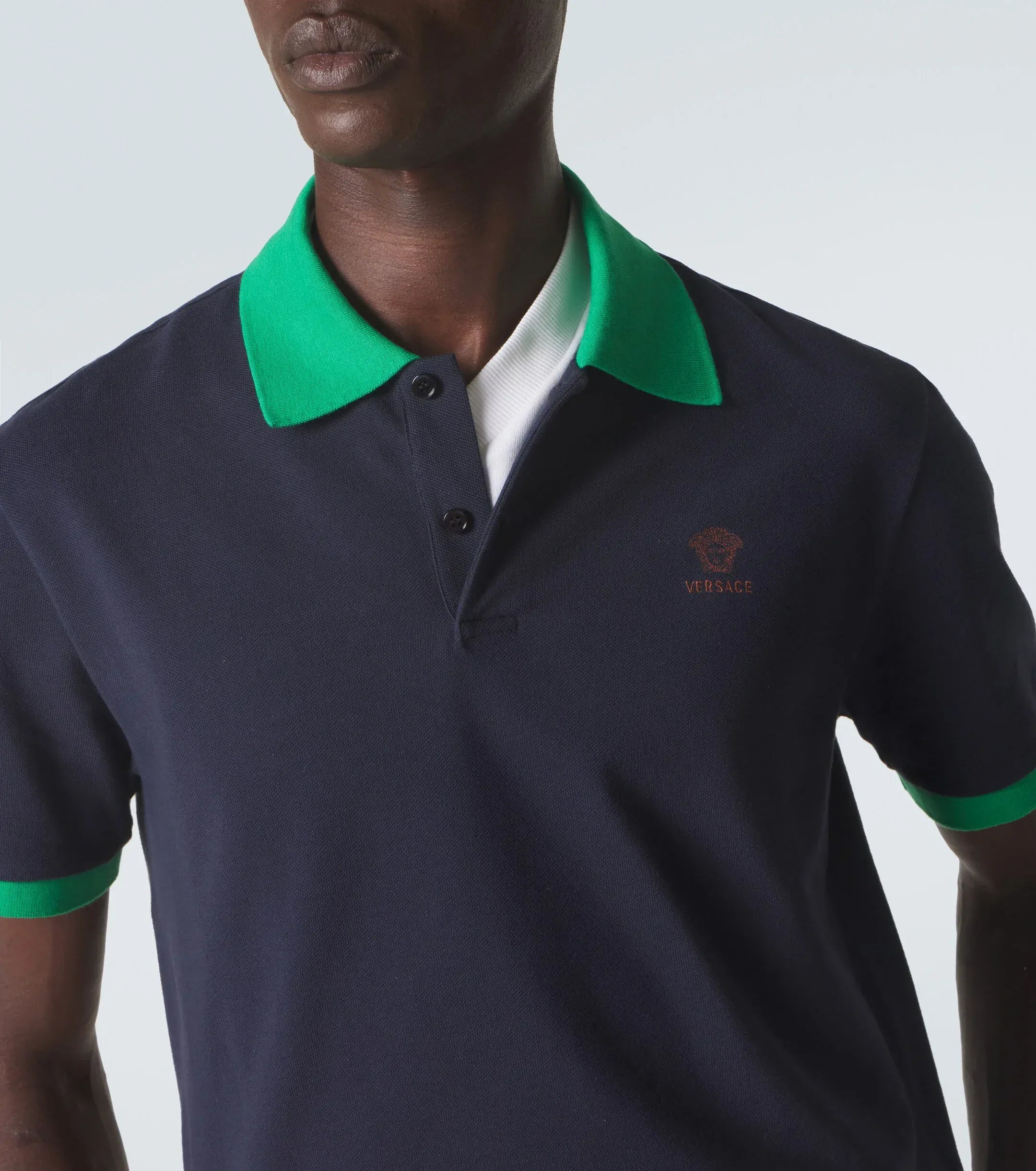 Versace Embroidered Cotton Piqué Polo