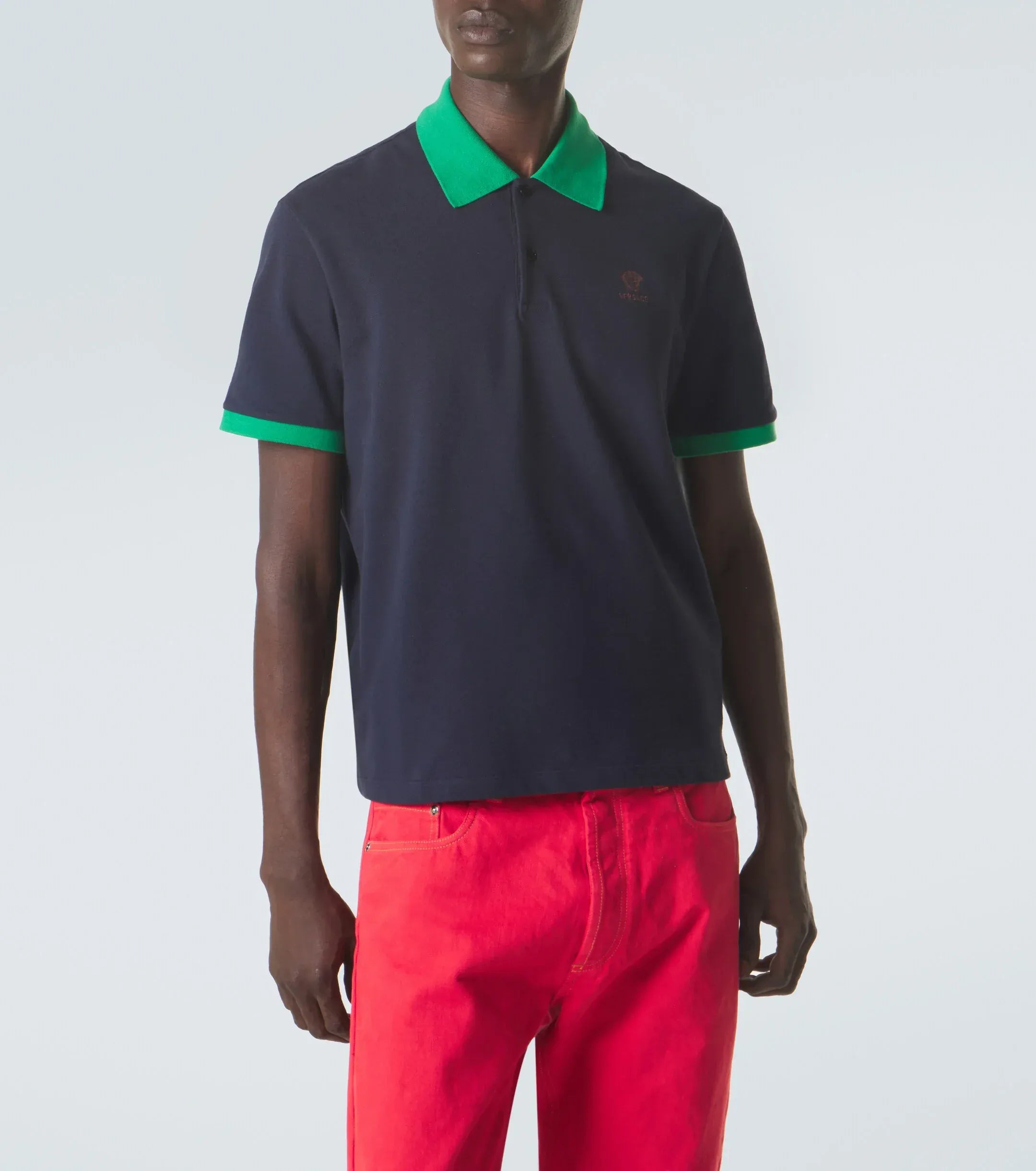 Versace Embroidered Cotton Piqué Polo