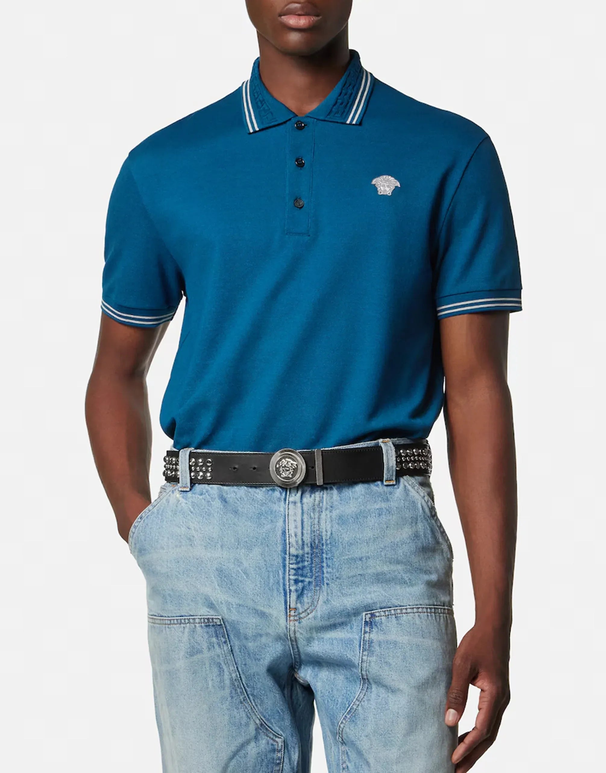 Versace Embroidered Piqué Polo