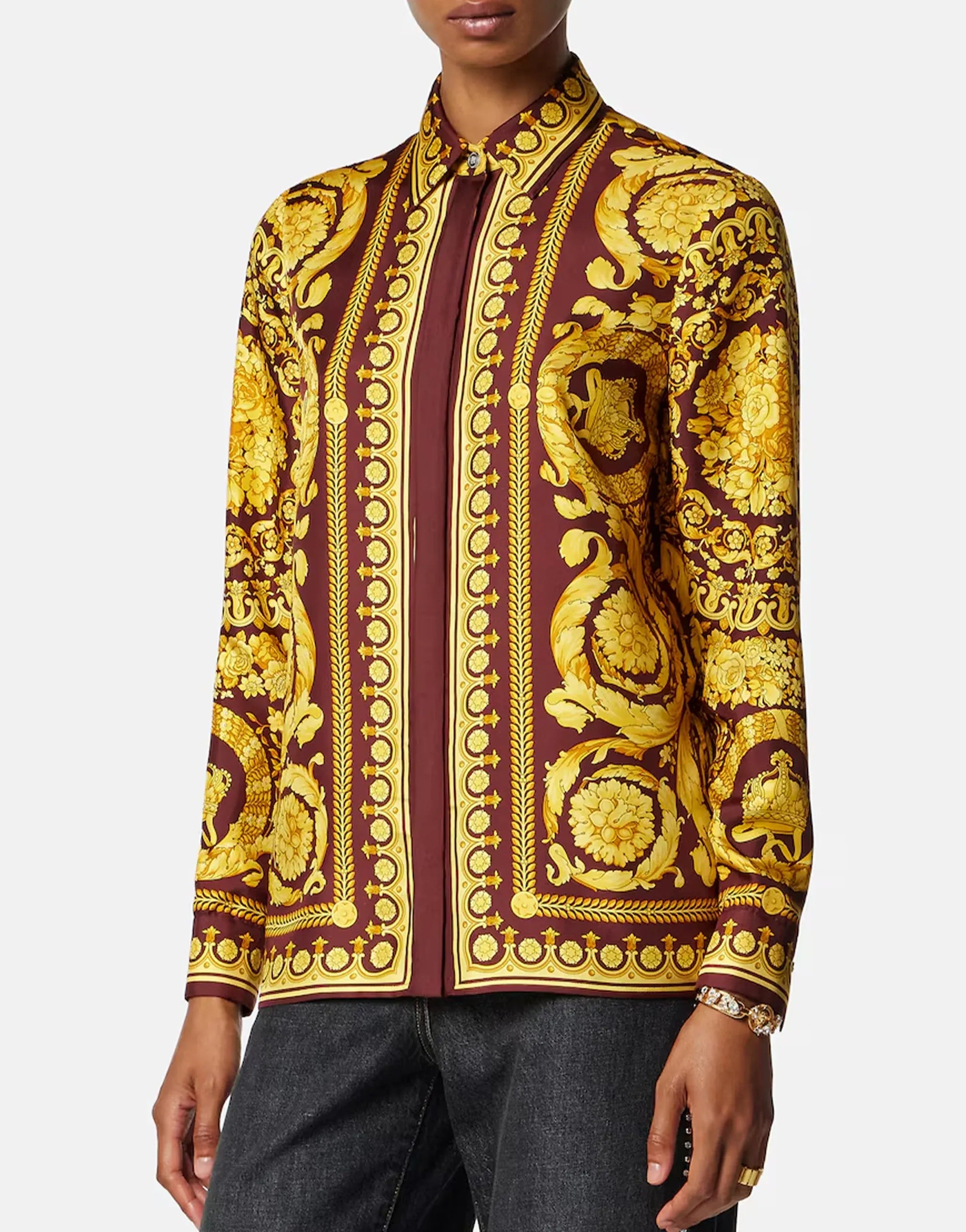 Versace Floral-Print Silk Shirt