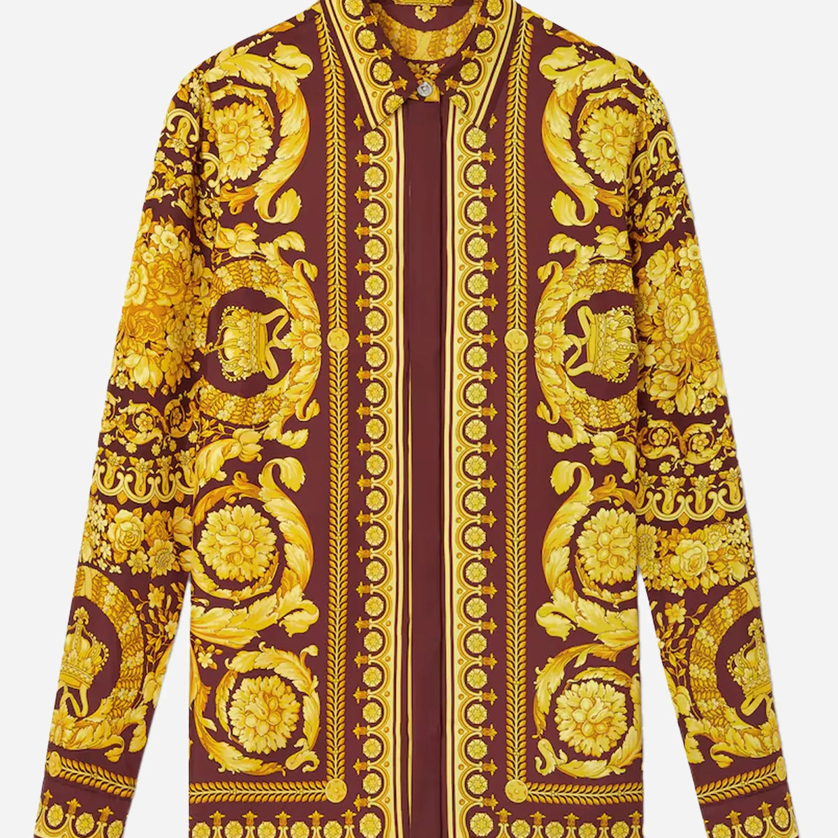 【Versace】シルク メデューサボタン シャツ ワンピース 花柄 総柄 Versace 花柄シルクシャツ | Sendegaro JP