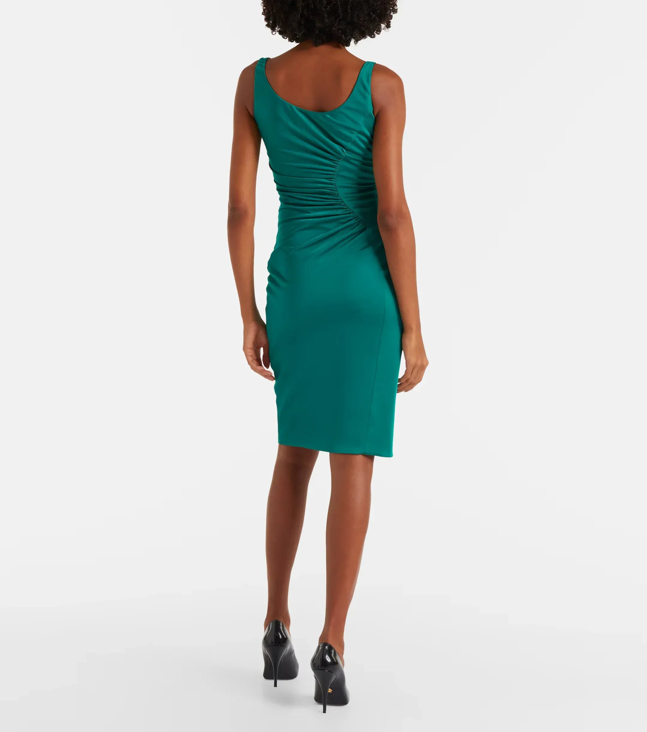 Versace Gathered Jersey Cocktail Midi Dress