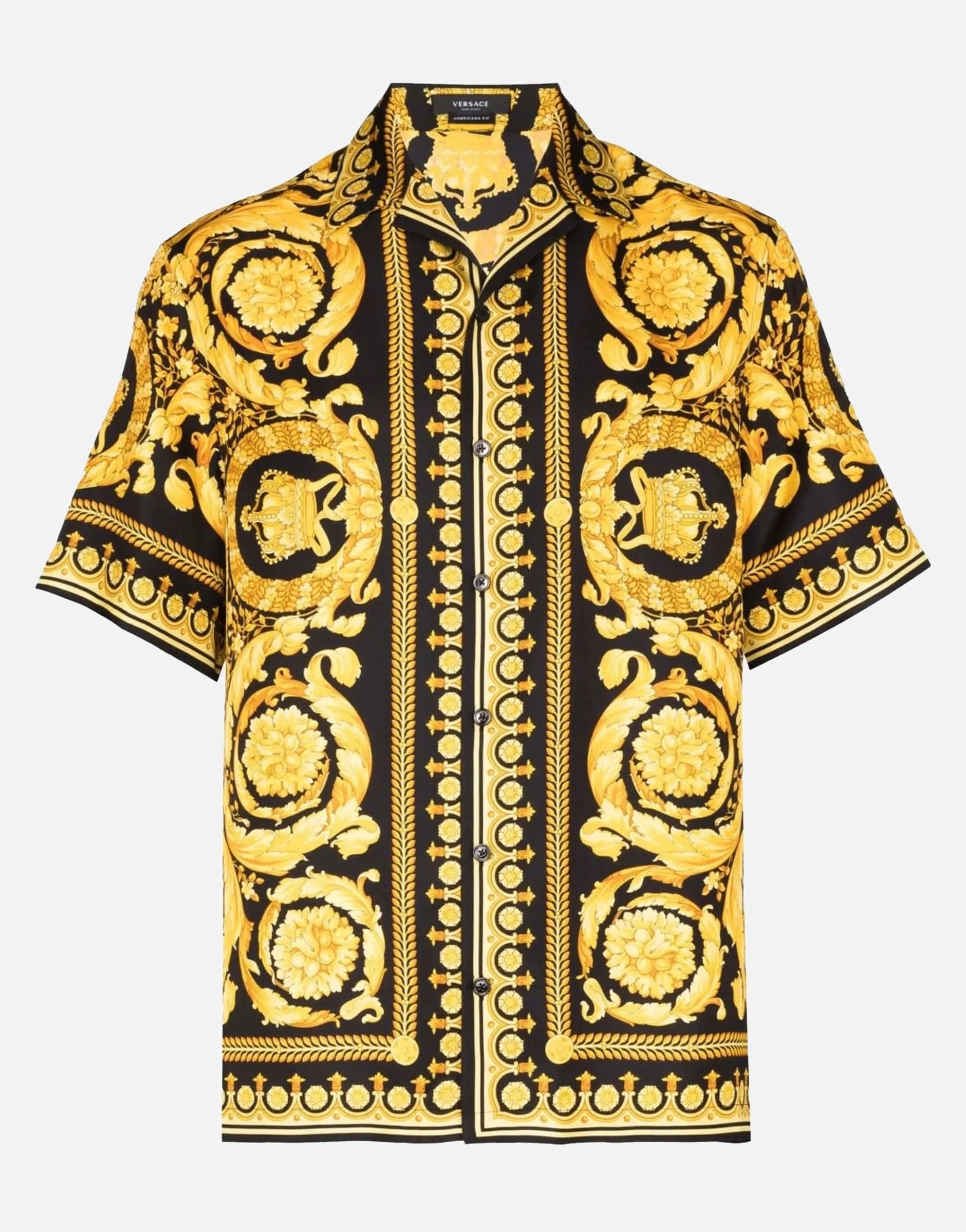 Versace Gold Barocco-Print Silk Shirt