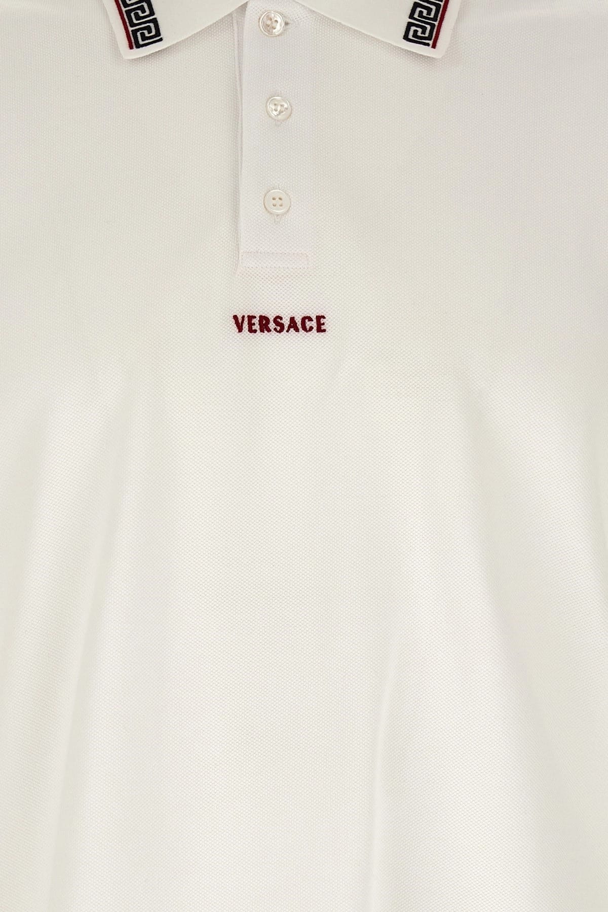 Versace Versace Greca Embroidered Polo Shirt