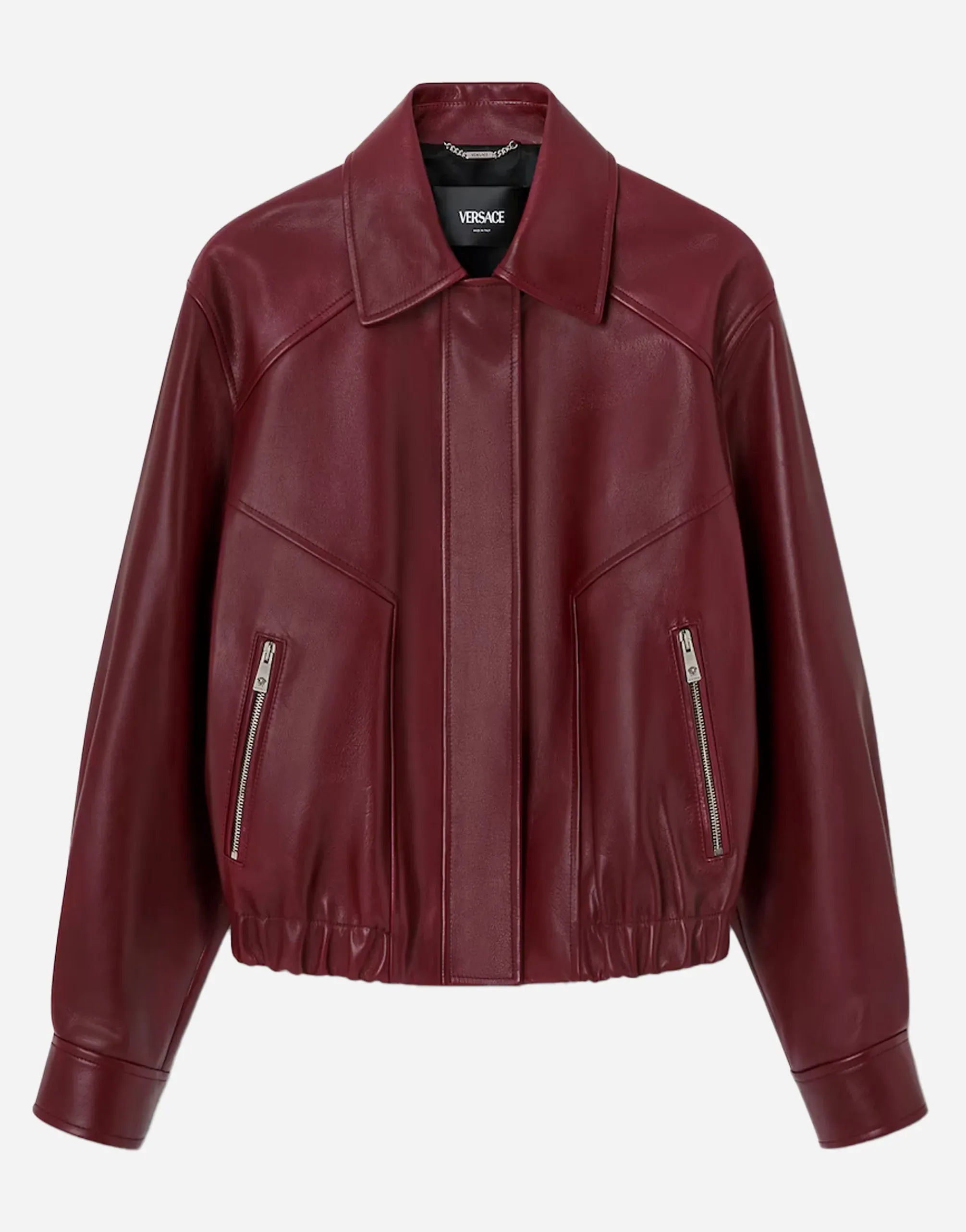 Versace Iconic Bordeaux Leather Blouson Jacket