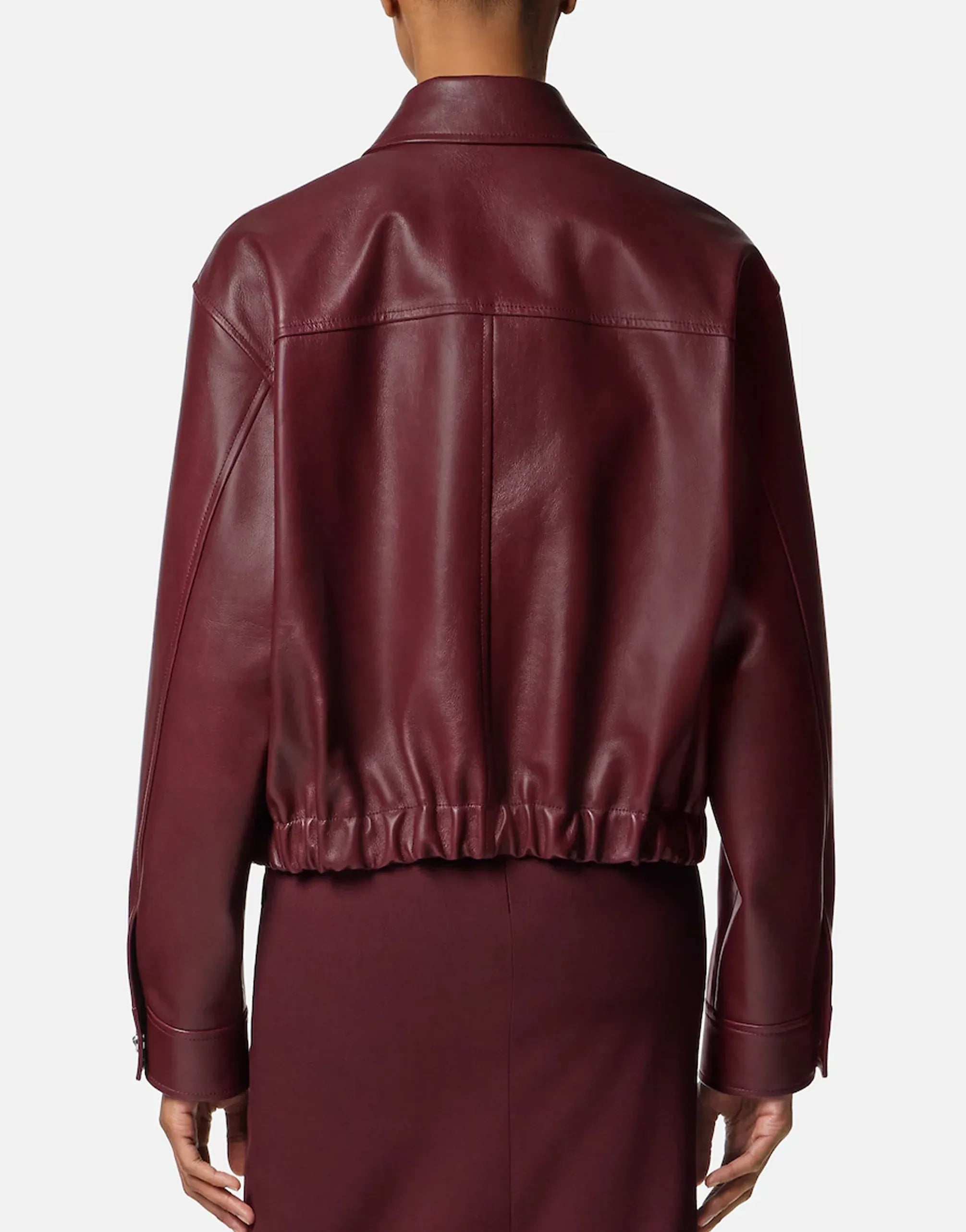 Versace Iconic Bordeaux Leather Blouson Jacket