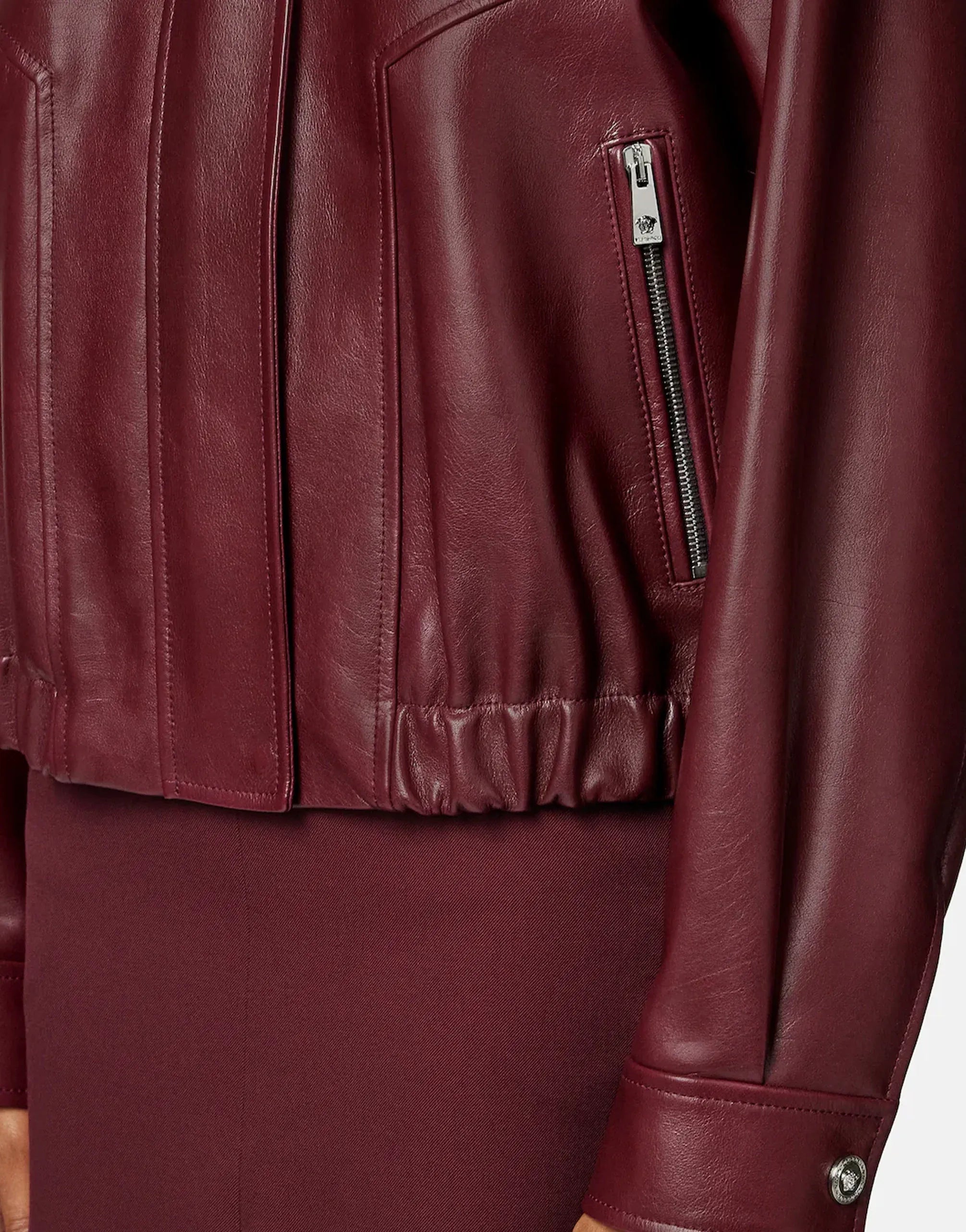 Versace Iconic Bordeaux Leather Blouson Jacket