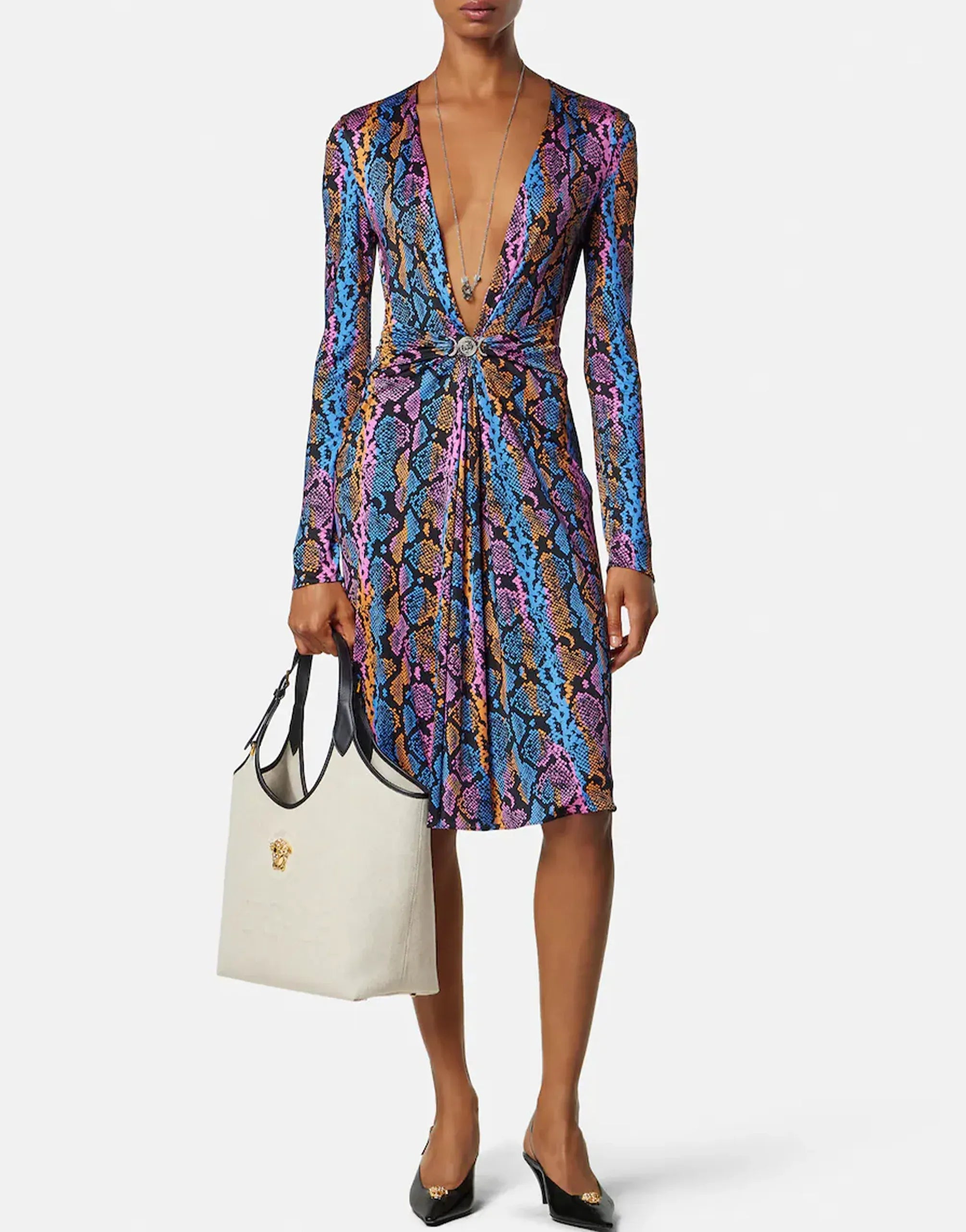 Versace La Medusa Emblem Canvas Tote Bag