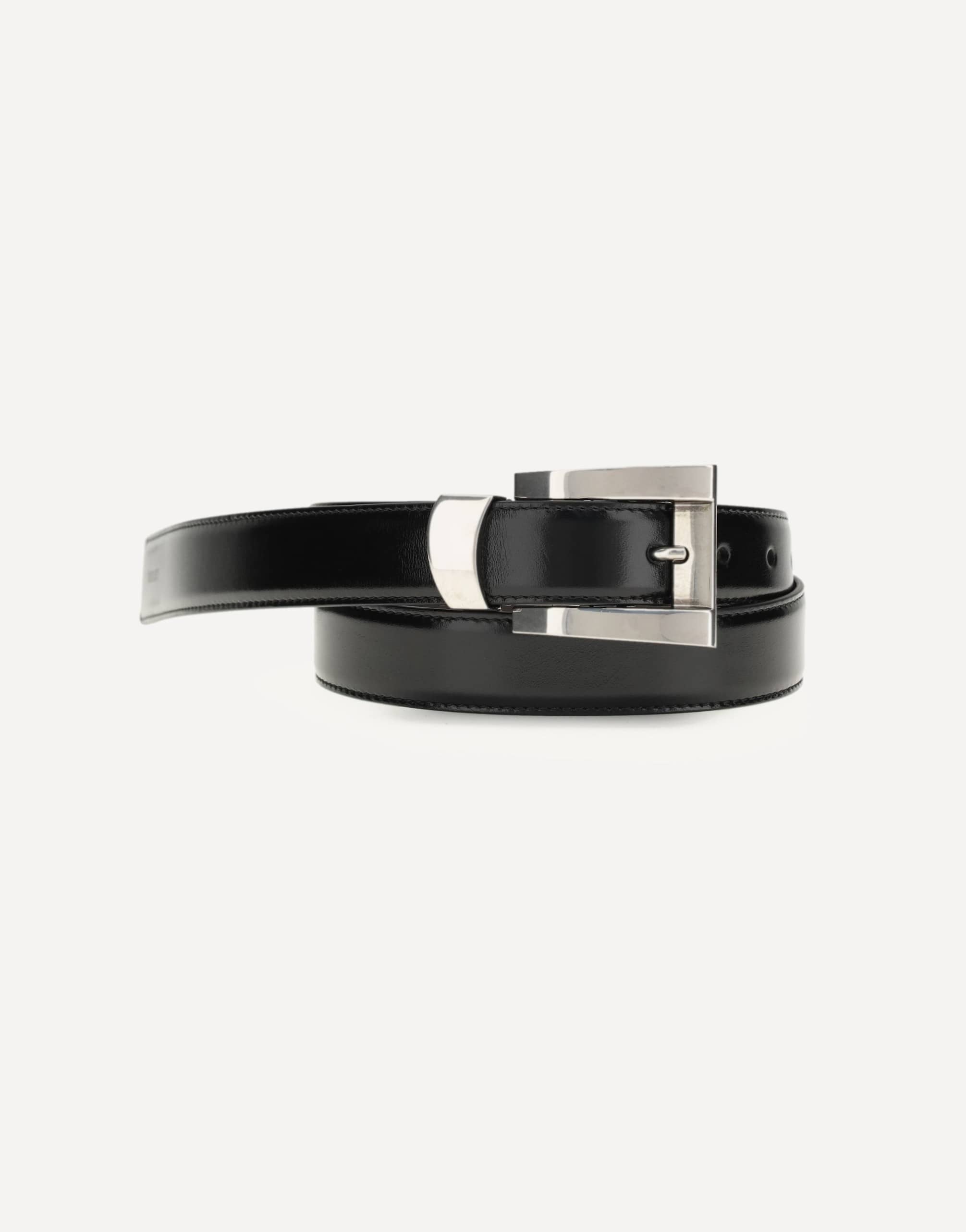 Versace Leather Belt With Rectangular Buckle