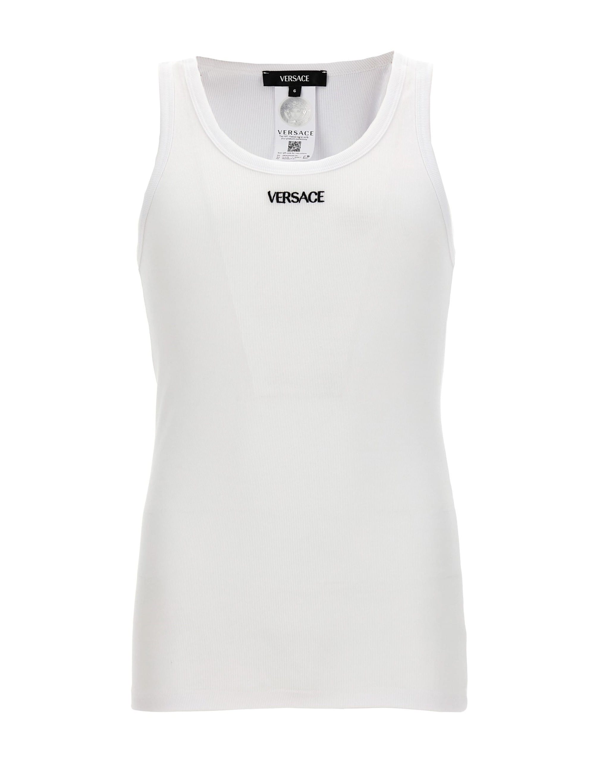 Versace Versace Logo Embroidered Tank Top