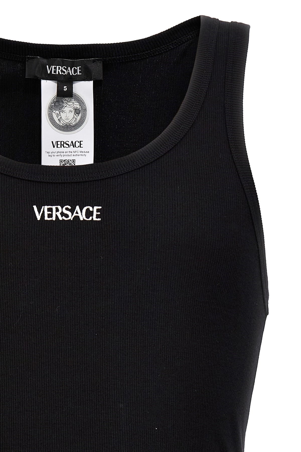 Versace Versace Logo Embroidered Tank Top