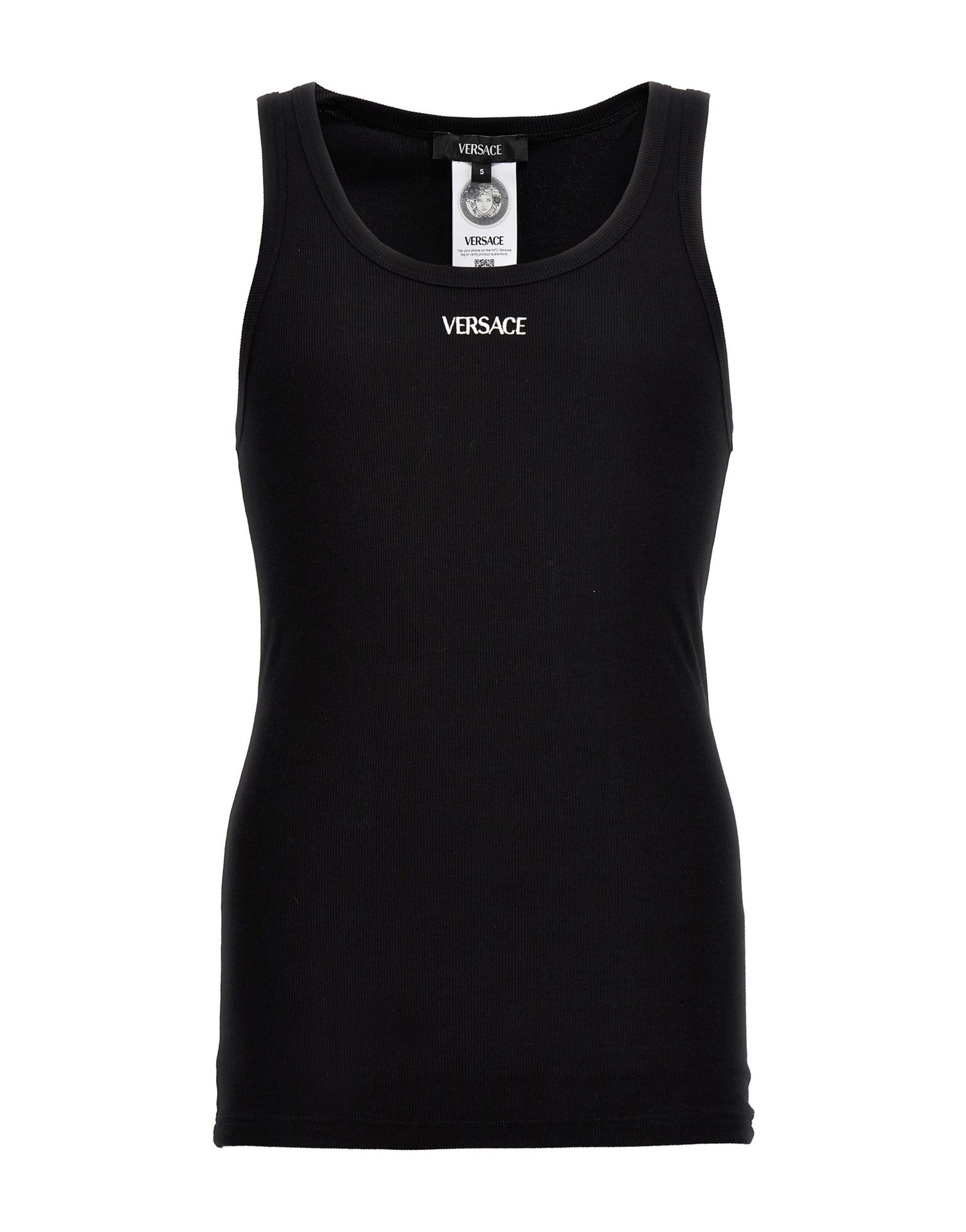 Versace Versace Logo Embroidered Tank Top