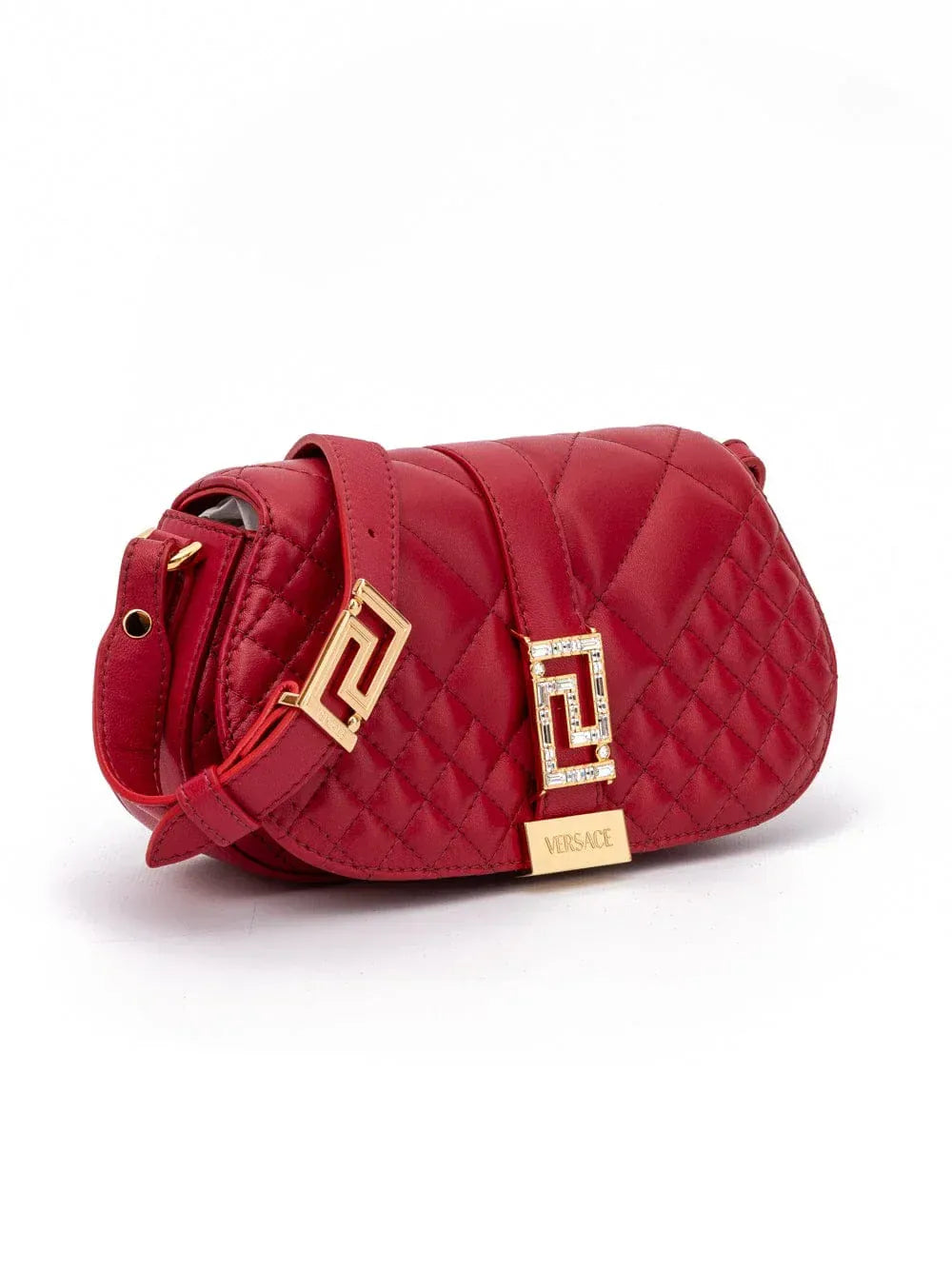 Versace Logo Plaque Quilted Shoulder Bag