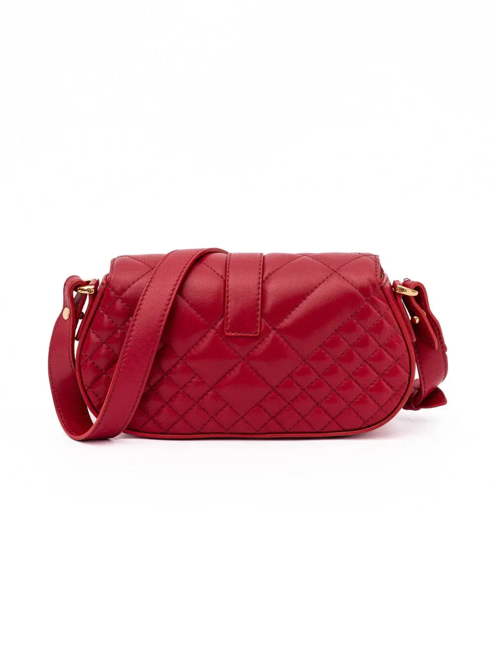 Versace Logo Plaque Quilted Shoulder Bag