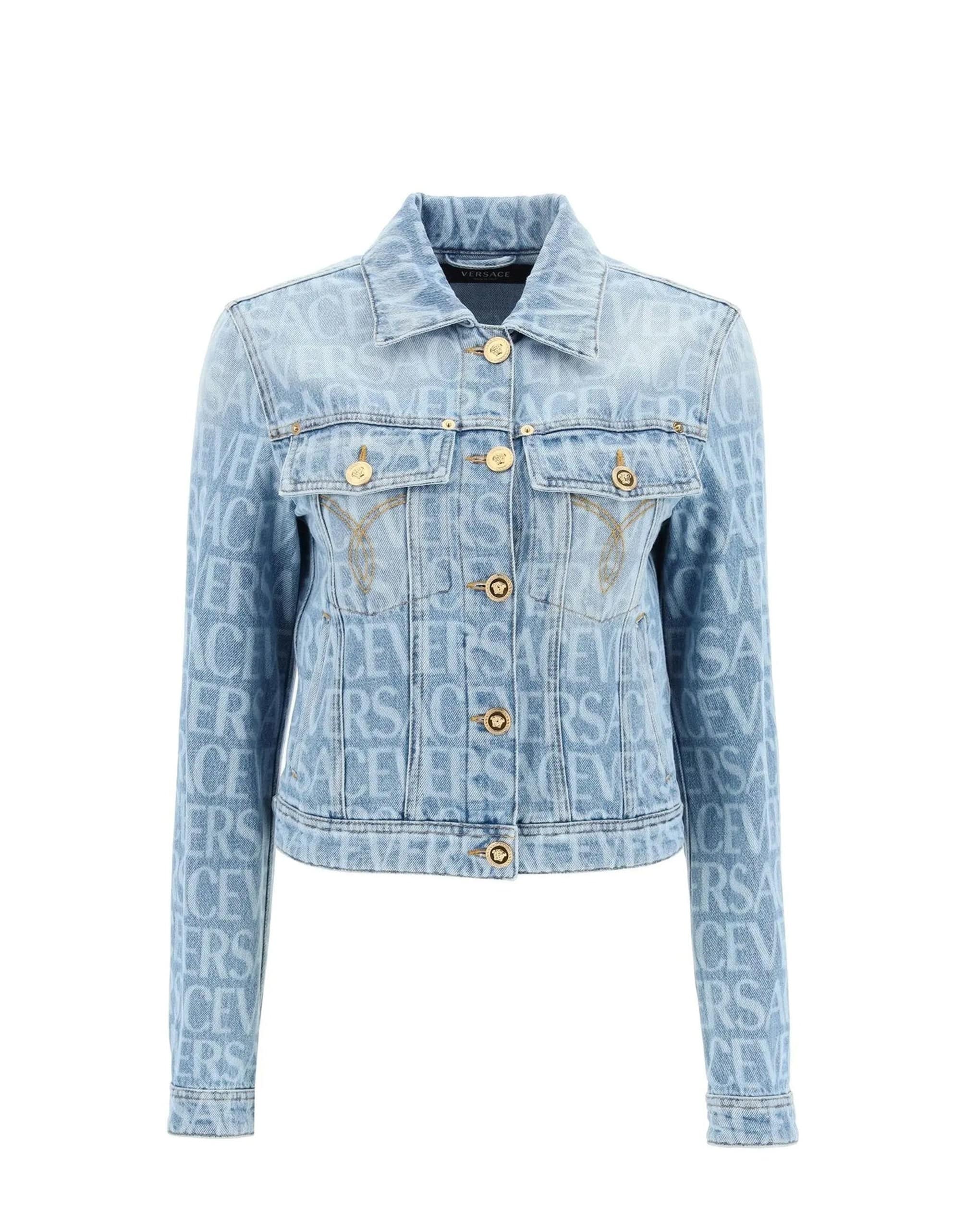 Versace Logo Print Denim Jacket | Sendegaro IT