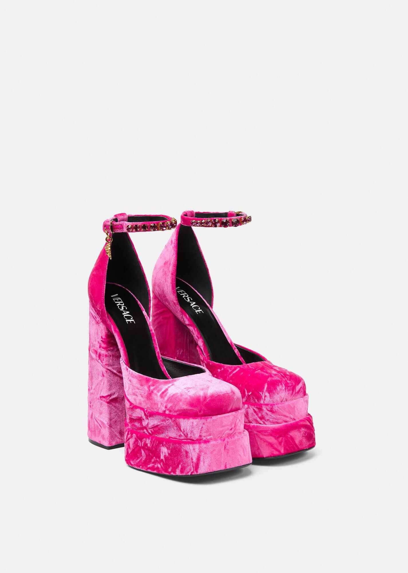 Versace Medusa Aevitas Velvet Platform Pumps