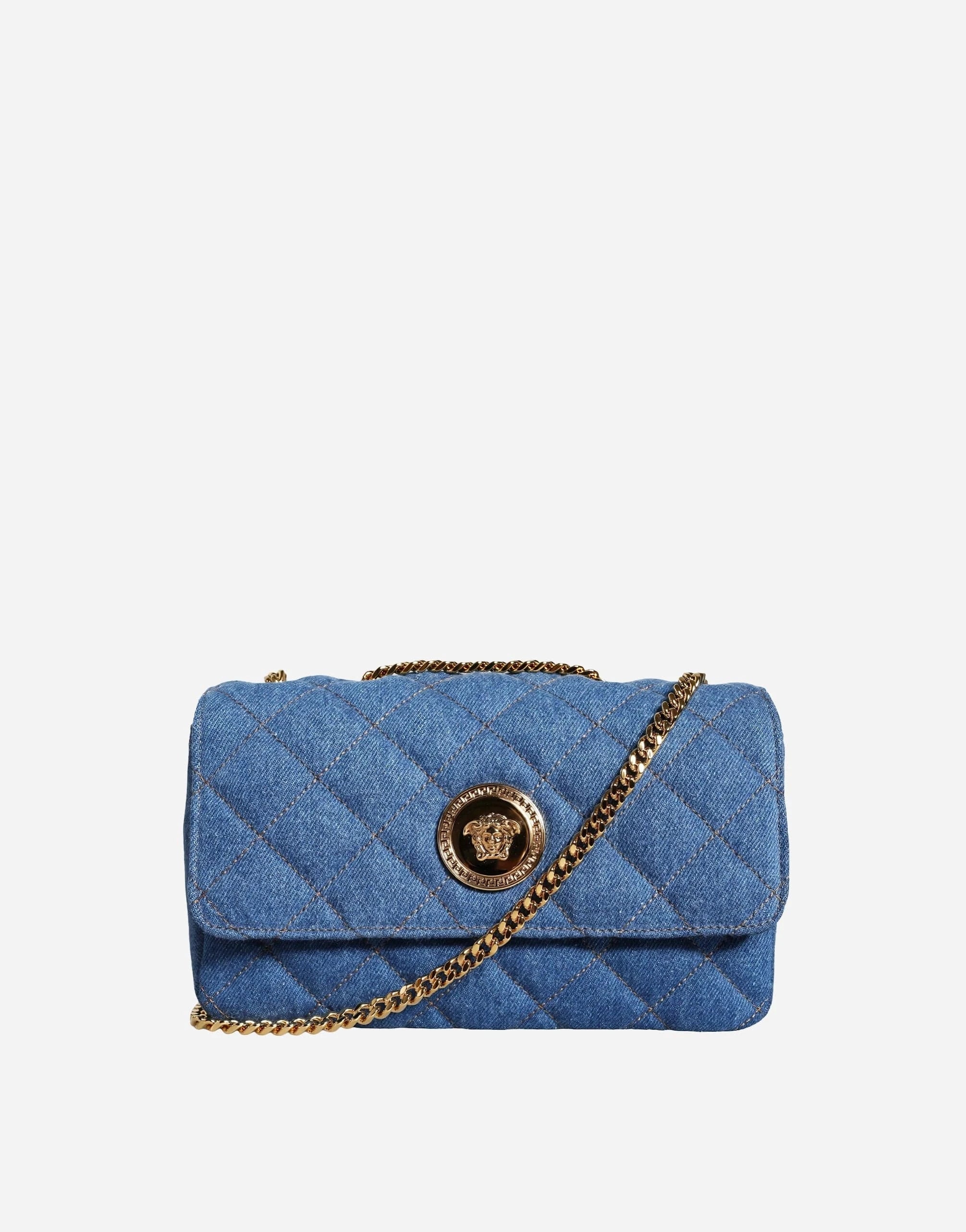 Versace Medusa Quilted Denim Crossbody Bag