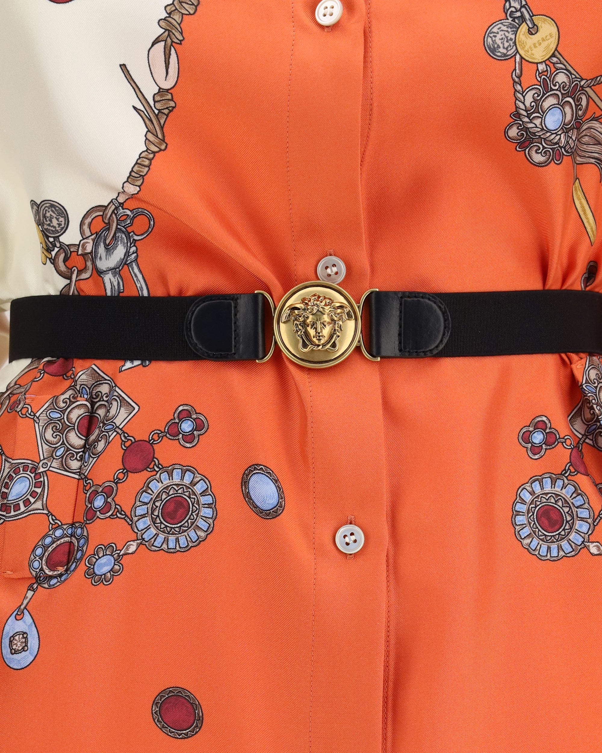 Mini abito camicia in seta stampata Versace