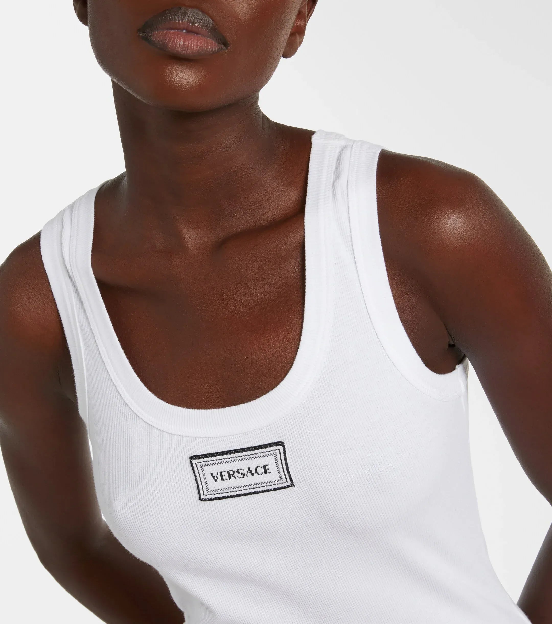 Versace Ribbed Stretch Cotton Tank Top