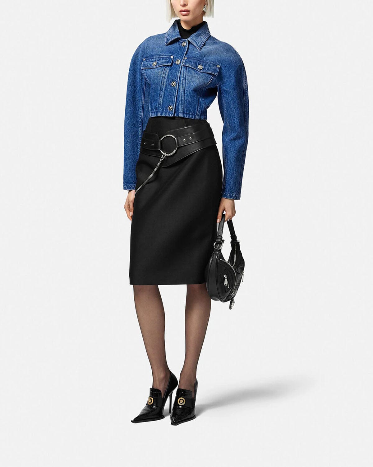 Versace Rounded Crop Denim Jacket