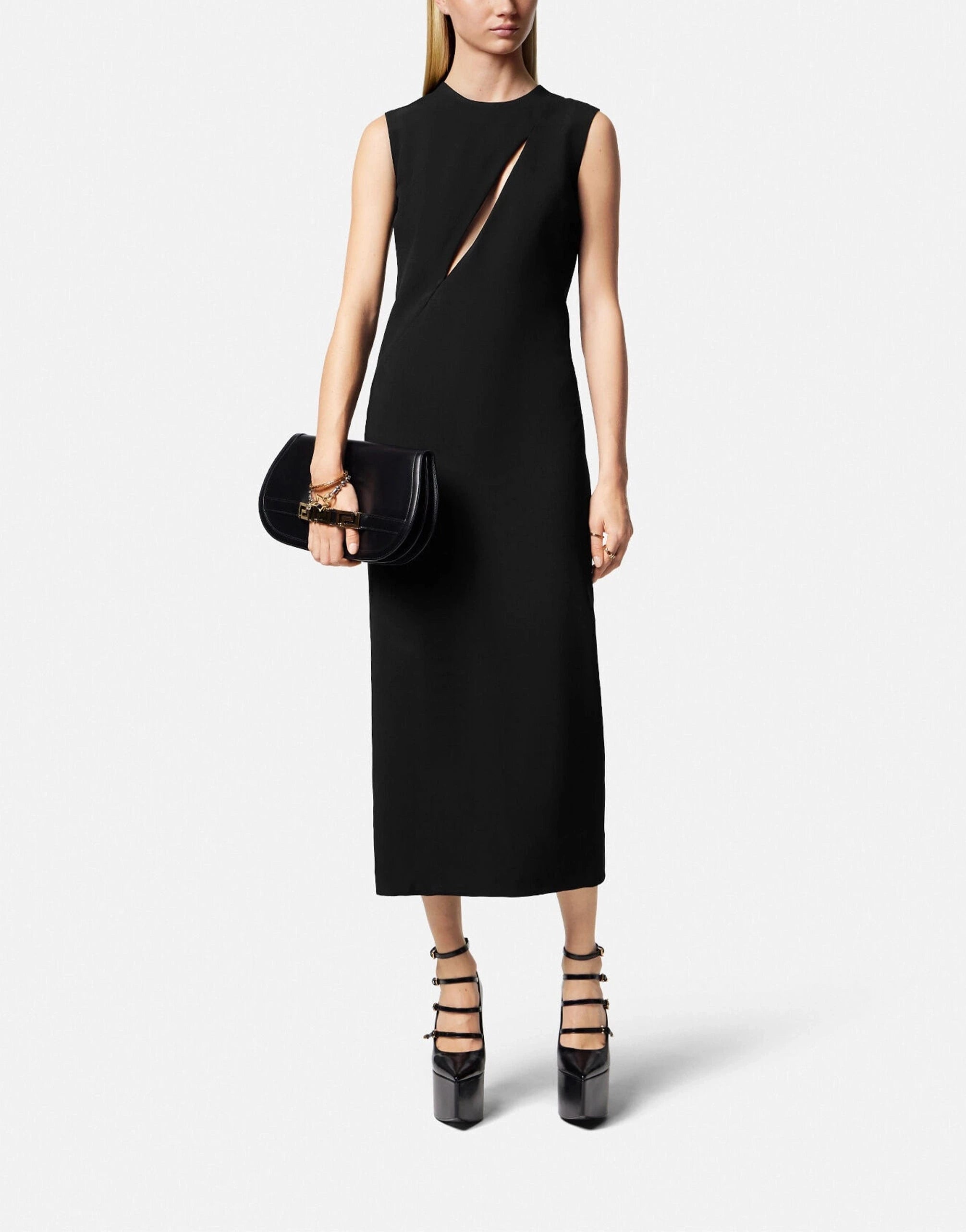 Versace Slashed Midi Sleeveless Dress