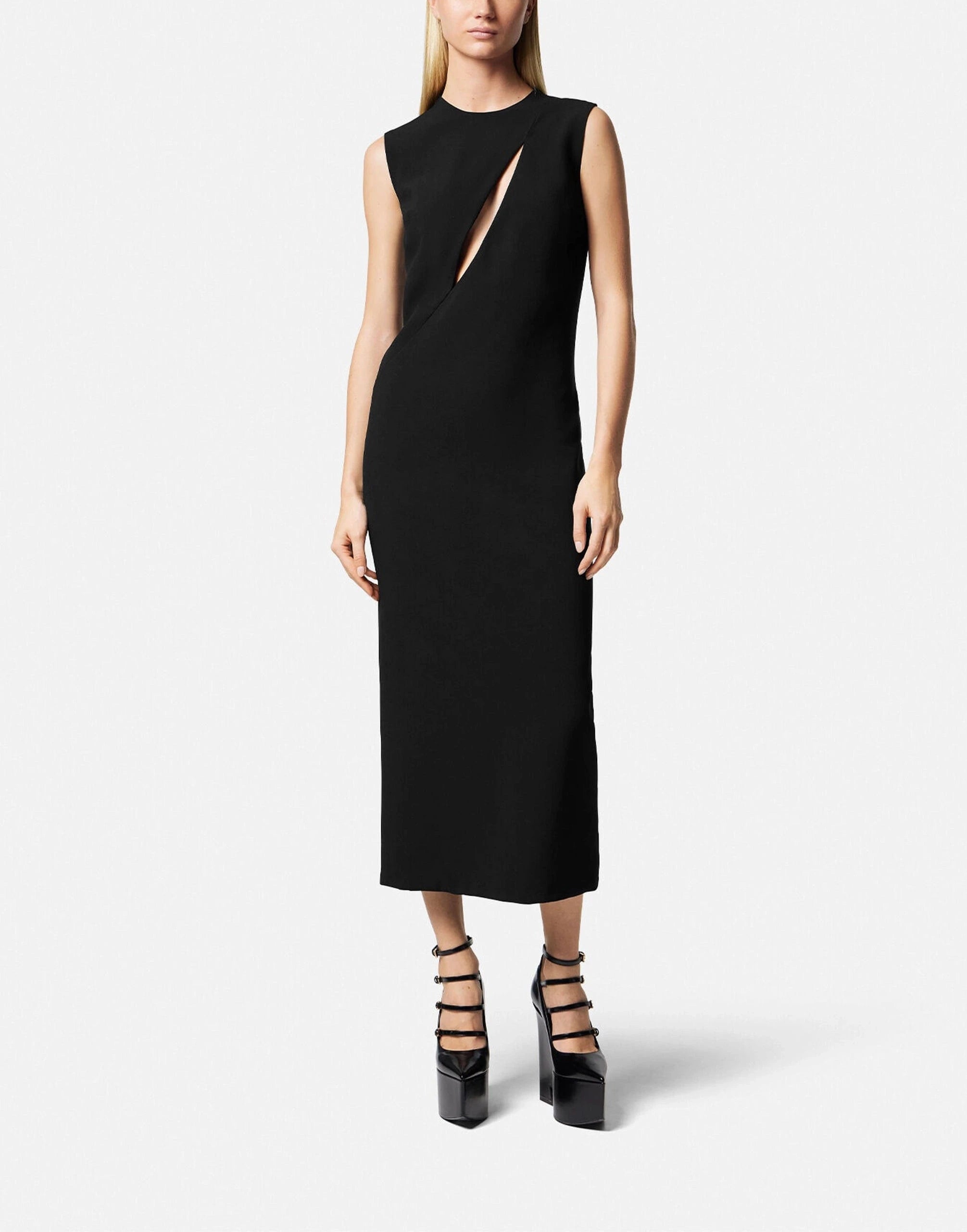 Versace Slashed Midi Sleeveless Dress