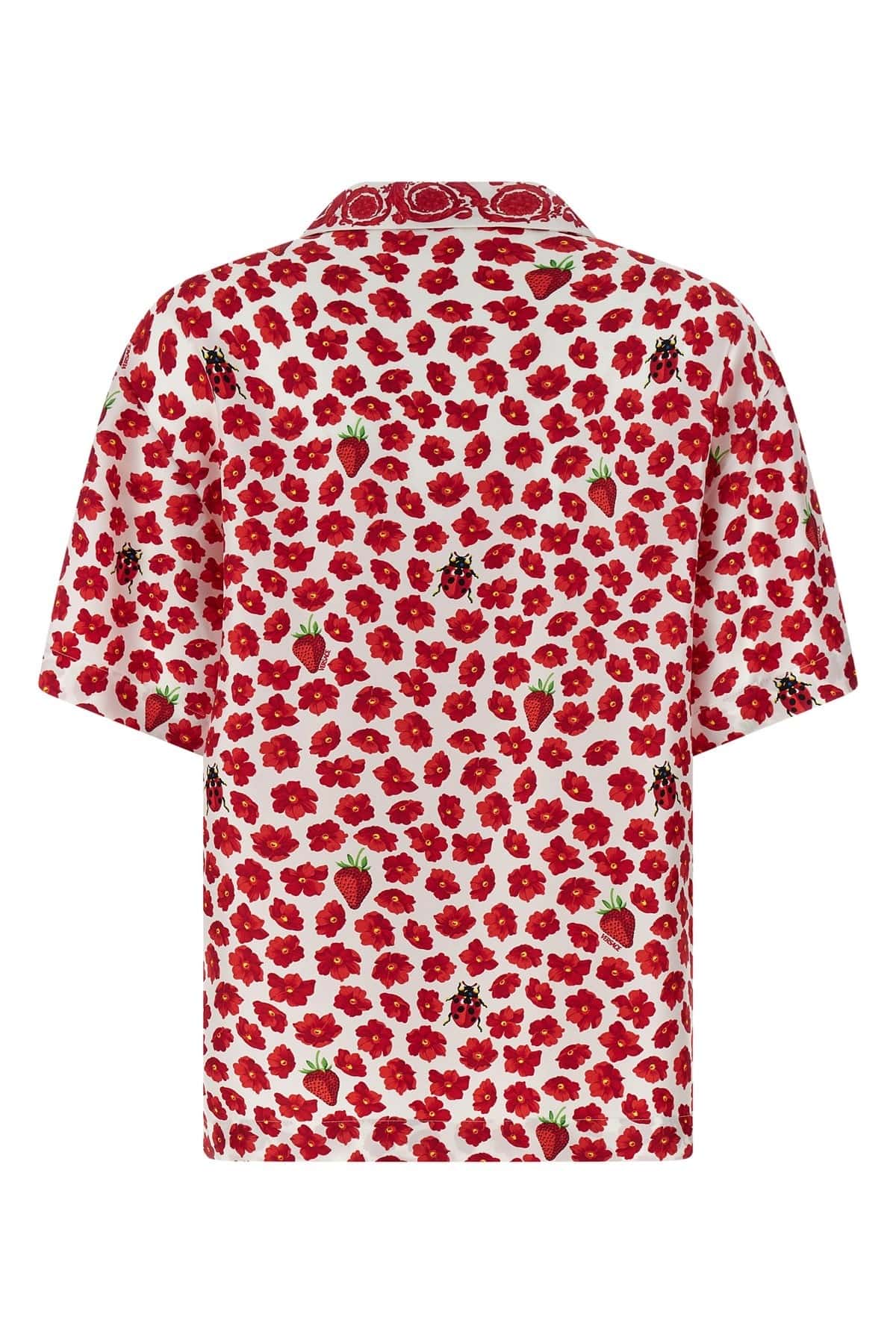 Versace Versace Strawberry Garden Silk Twill Shirt