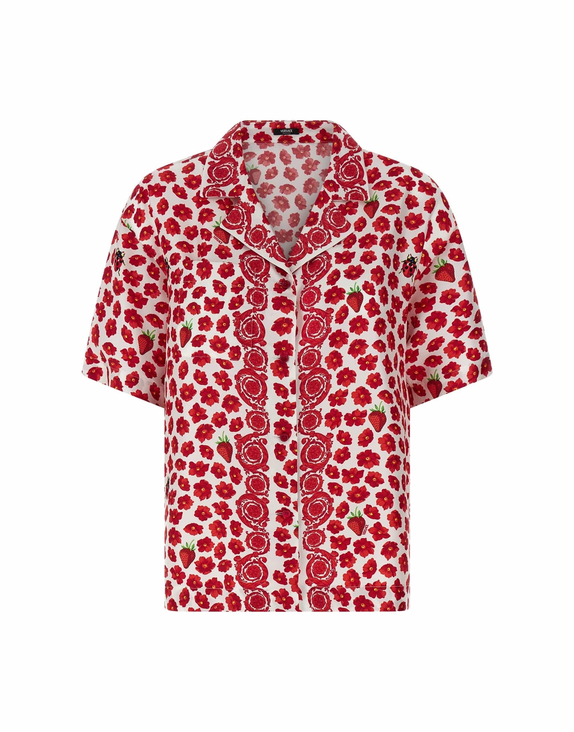 Versace Versace Strawberry Garden Silk Twill Shirt