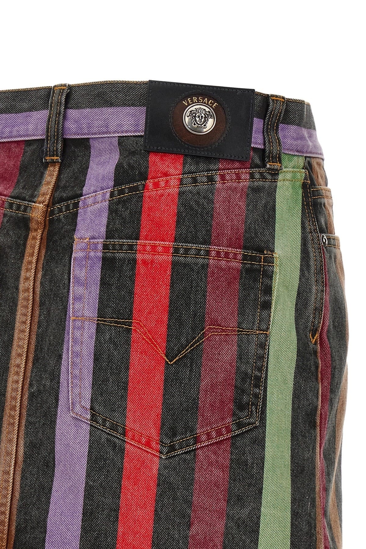 Versace Versace Striped Denim Mini Skirt