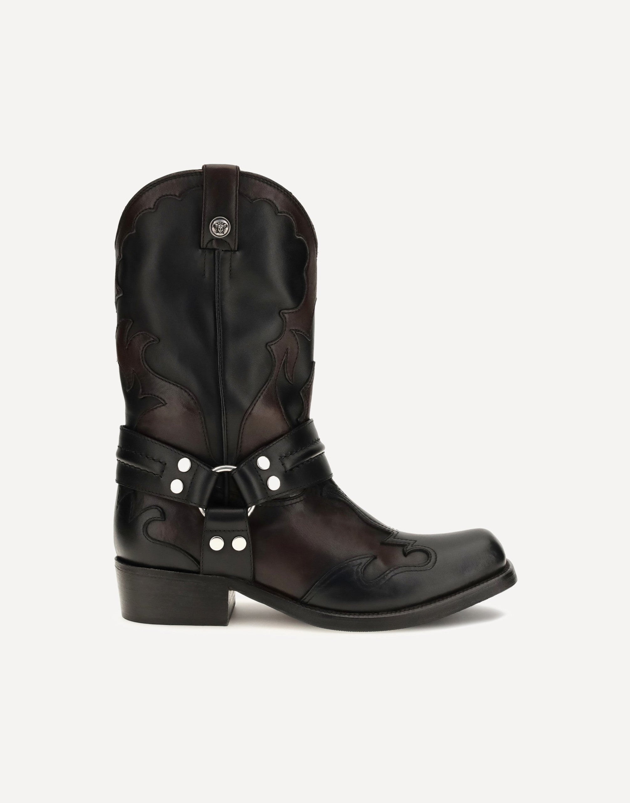 Versace Sylvester Leather Cowboy Boots