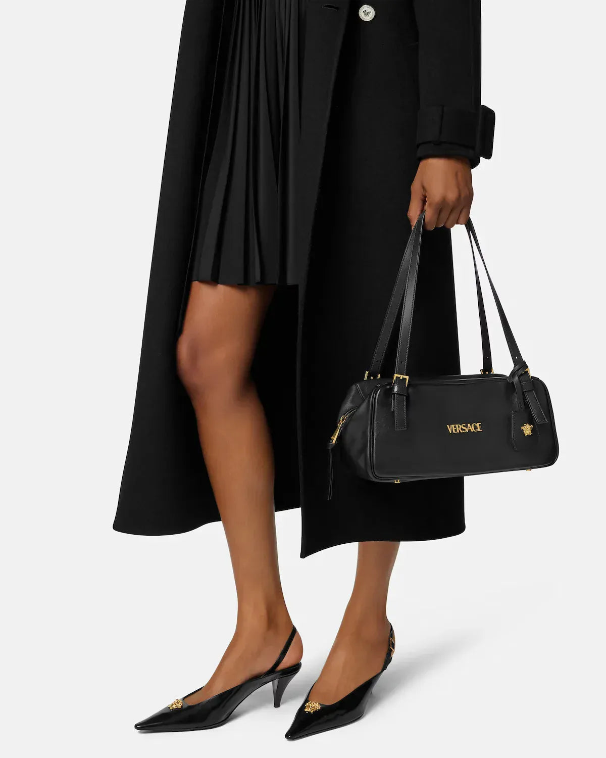 Versace Tag Large Nappa Bowling Shoulder Bag
