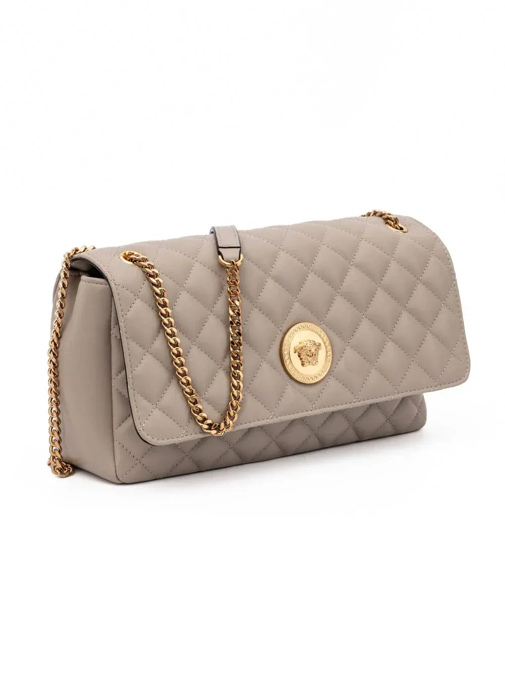 Versace Taupe Quilted Shoulder Bag