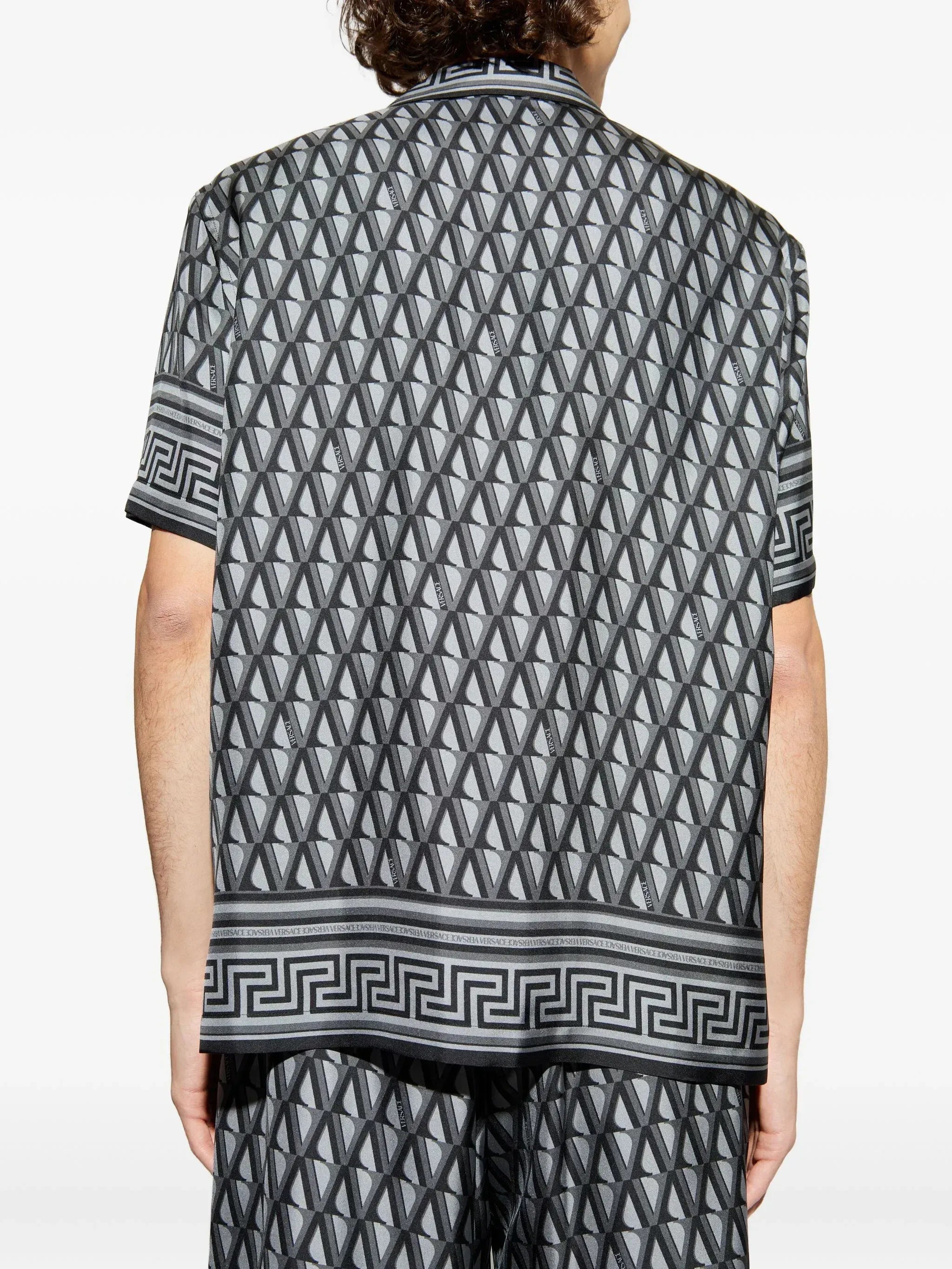 Versace V Grecca-Trim Silk Shirt