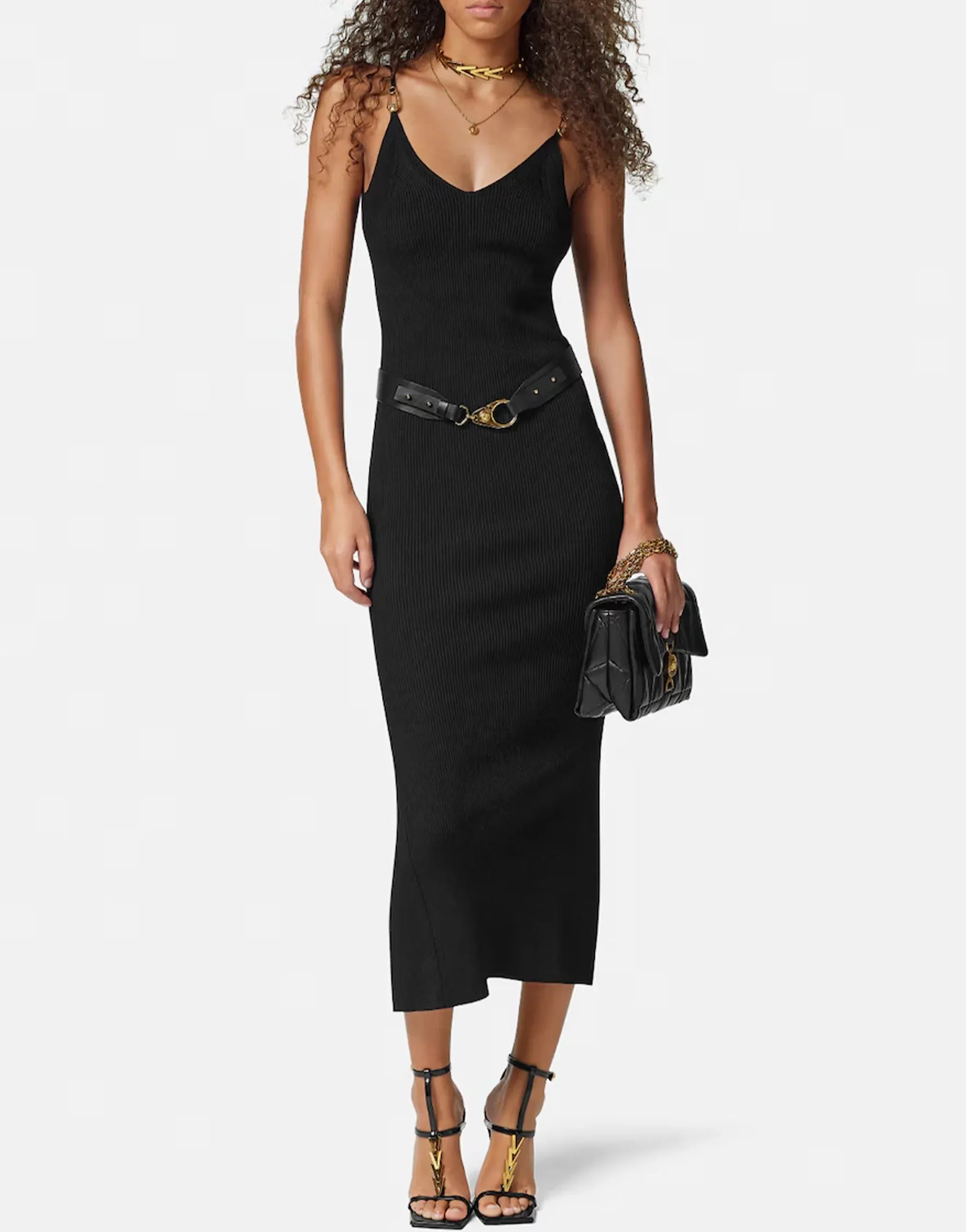 Versace Viscose Knit Midi Dress