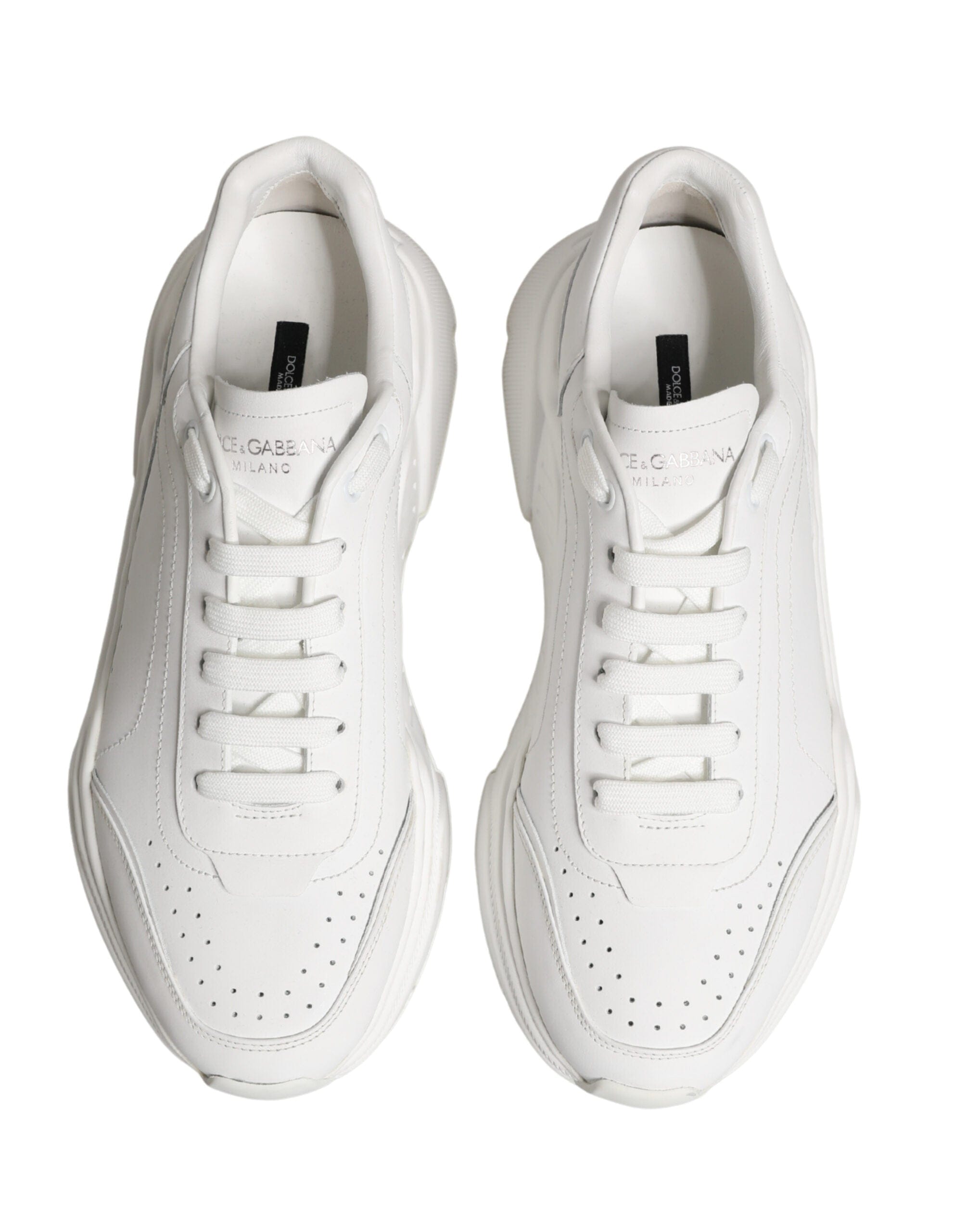 Dolce & Gabbana White Daymaster Leather Sneakers | Sendegaro