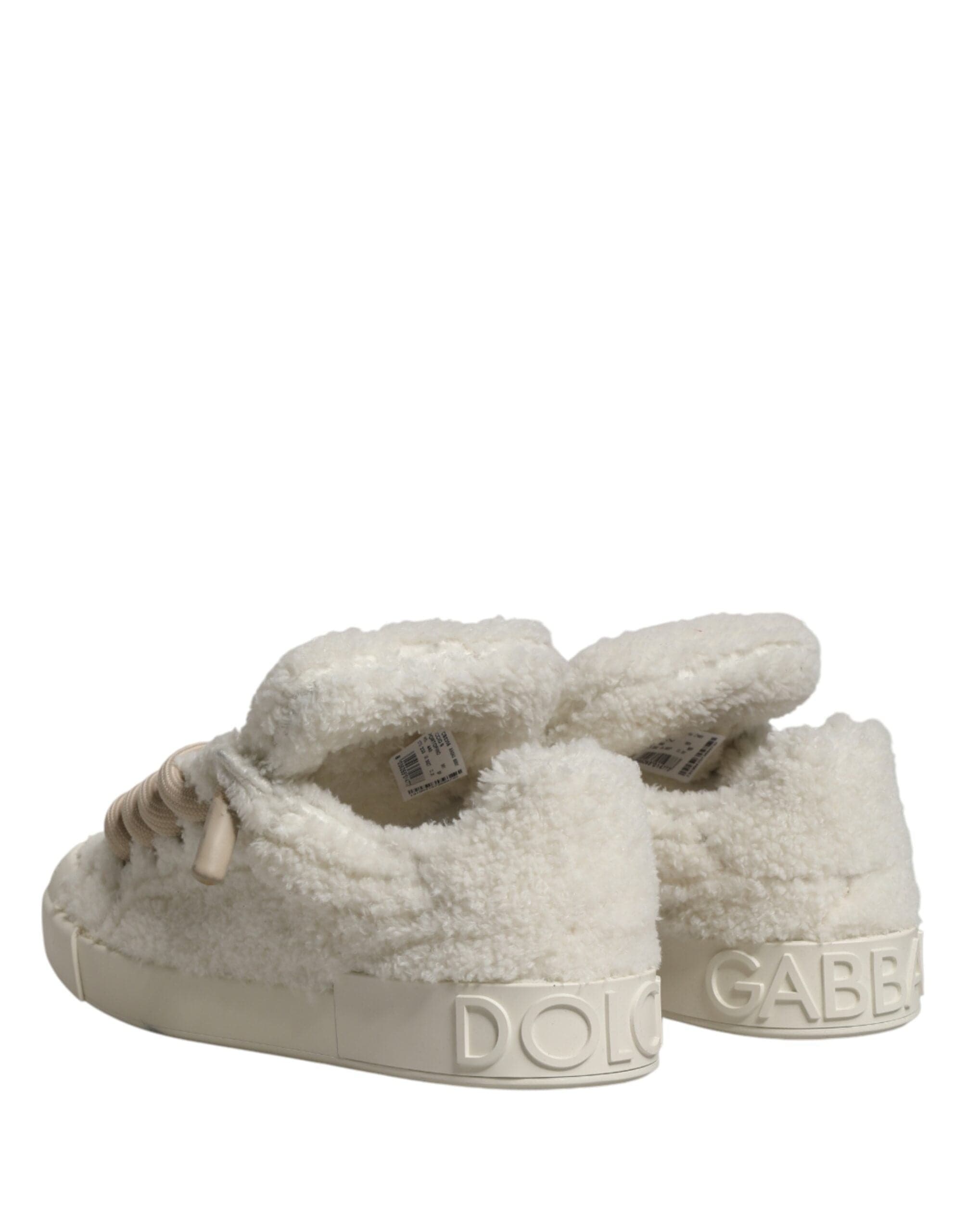 Dolce & Gabbana Baskets basses blanches en fausse peau de mouton  Chaussures