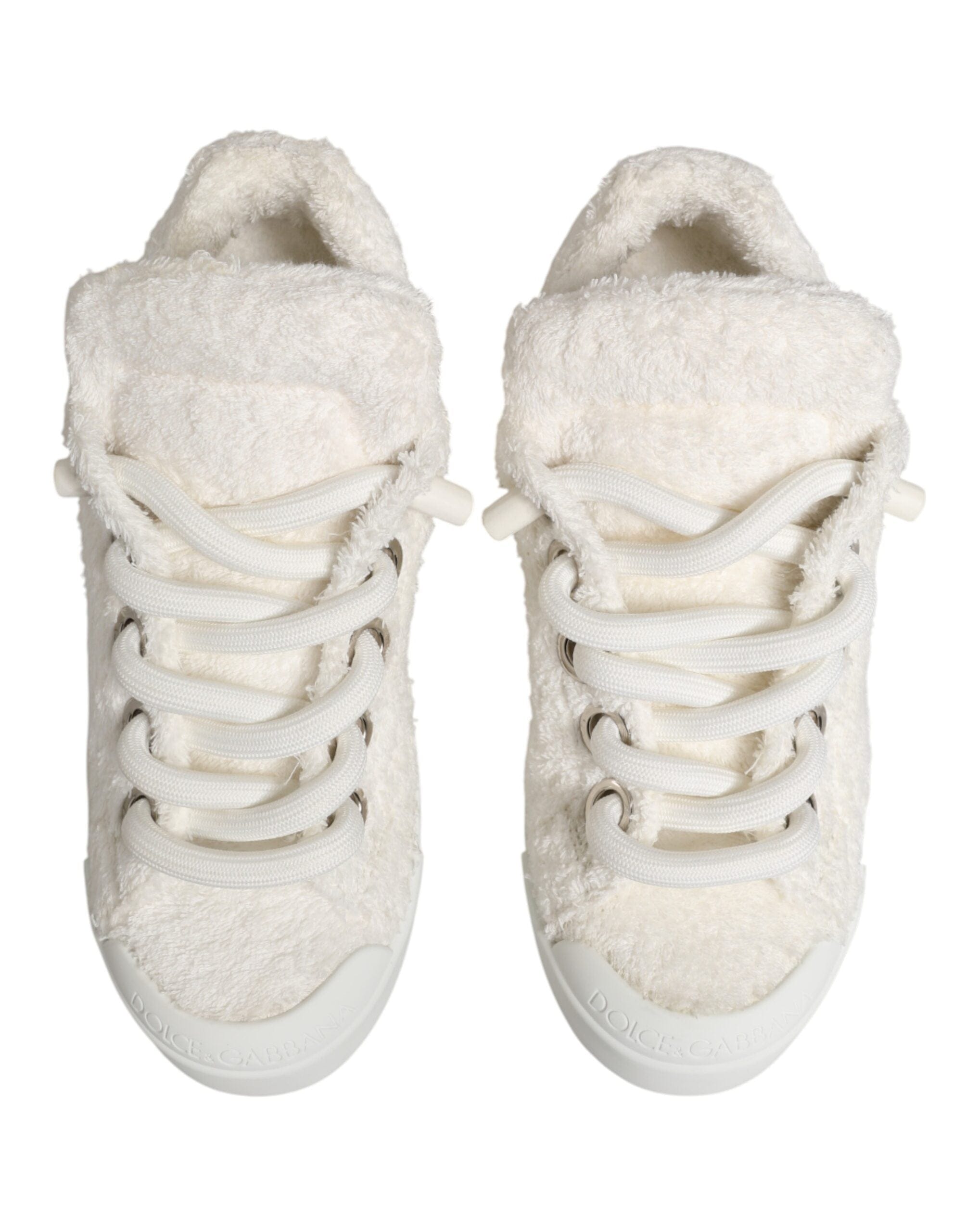 Dolce & Gabbana Baskets basses en fausse peau de mouton blanche  Chaussures