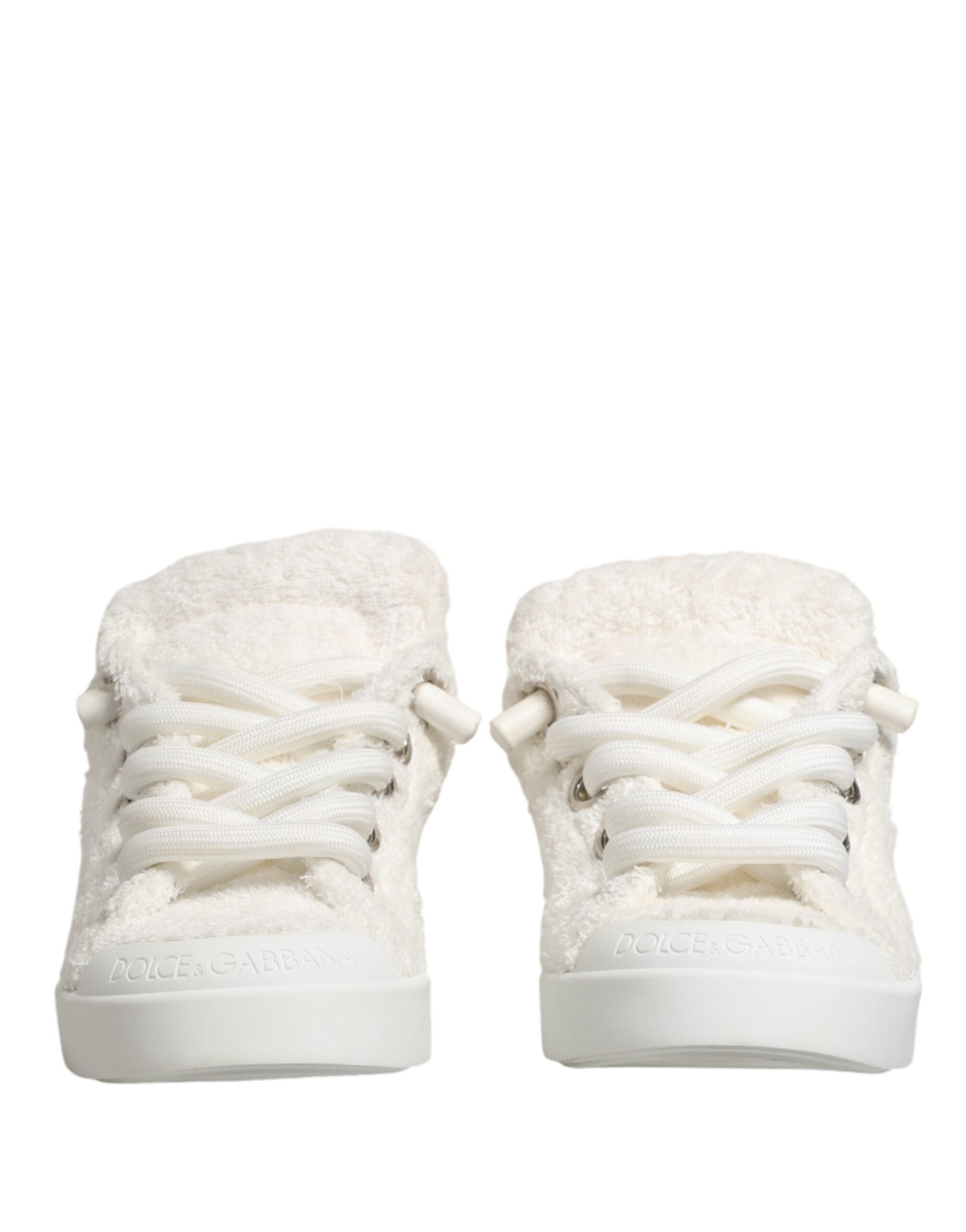 Dolce & Gabbana Baskets basses en fausse peau de mouton blanche  Chaussures