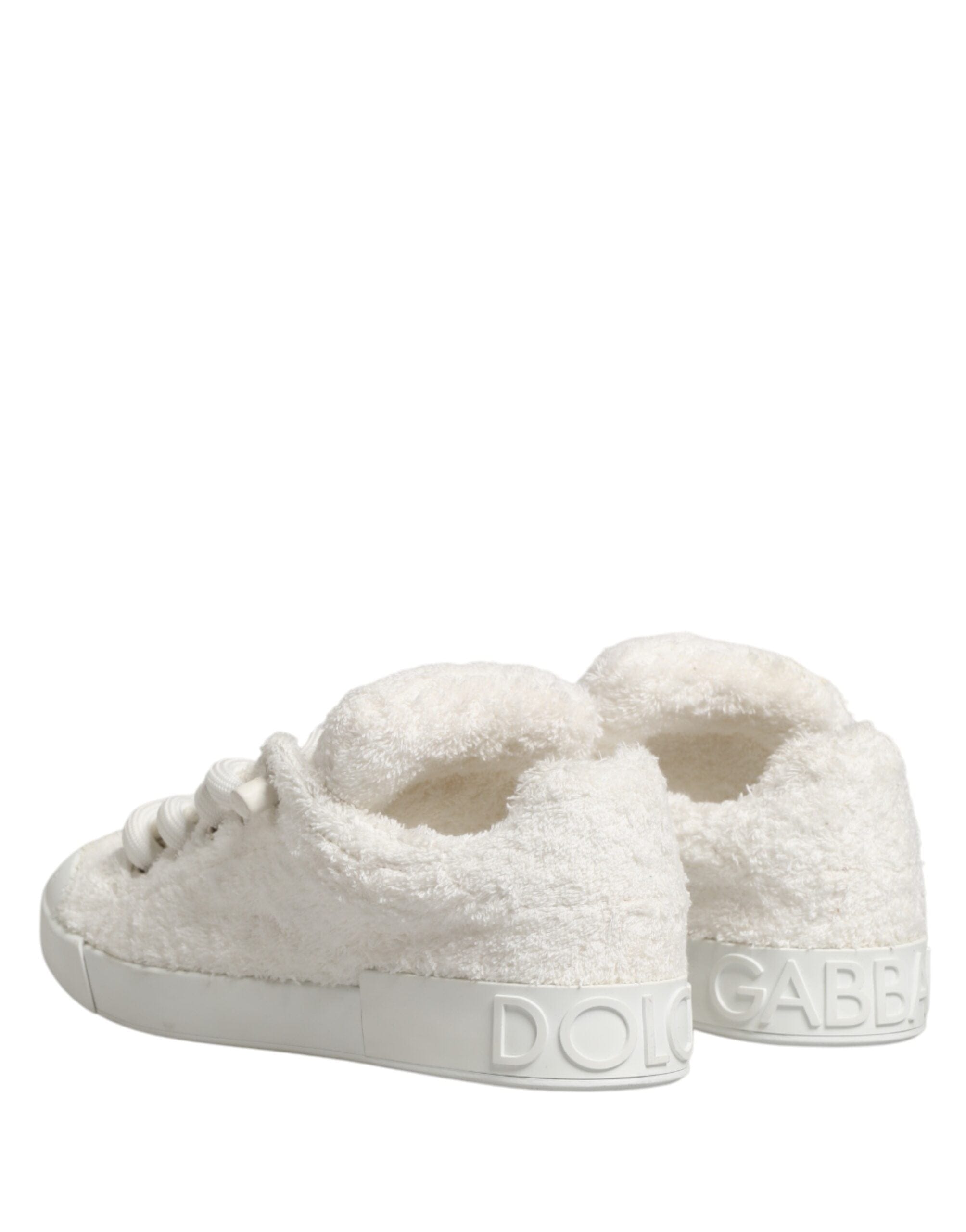 Dolce & Gabbana Baskets basses en fausse peau de mouton blanche  Chaussures