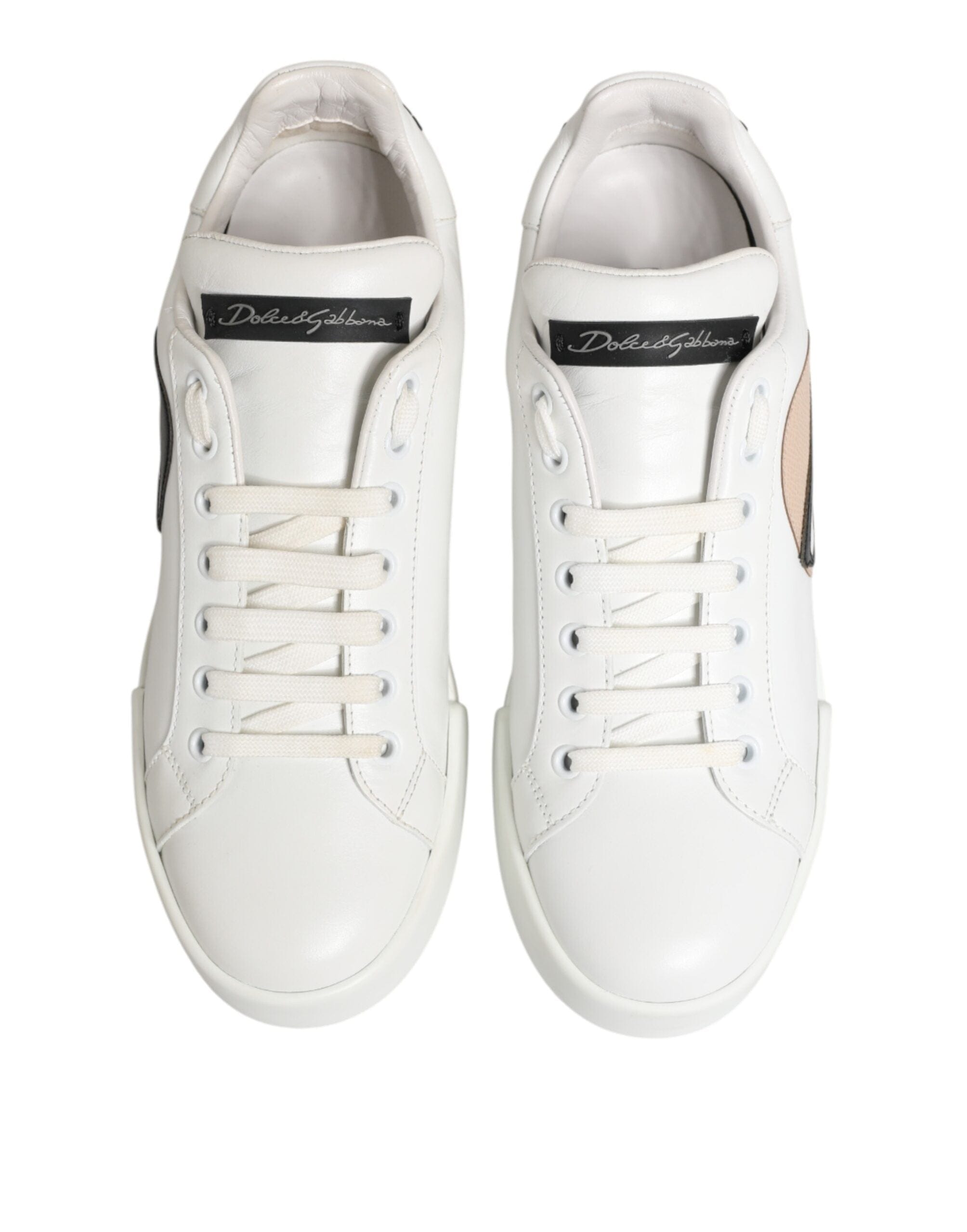Dolce & Gabbana White Leather #DGFamily Casual Sneakers Shoes