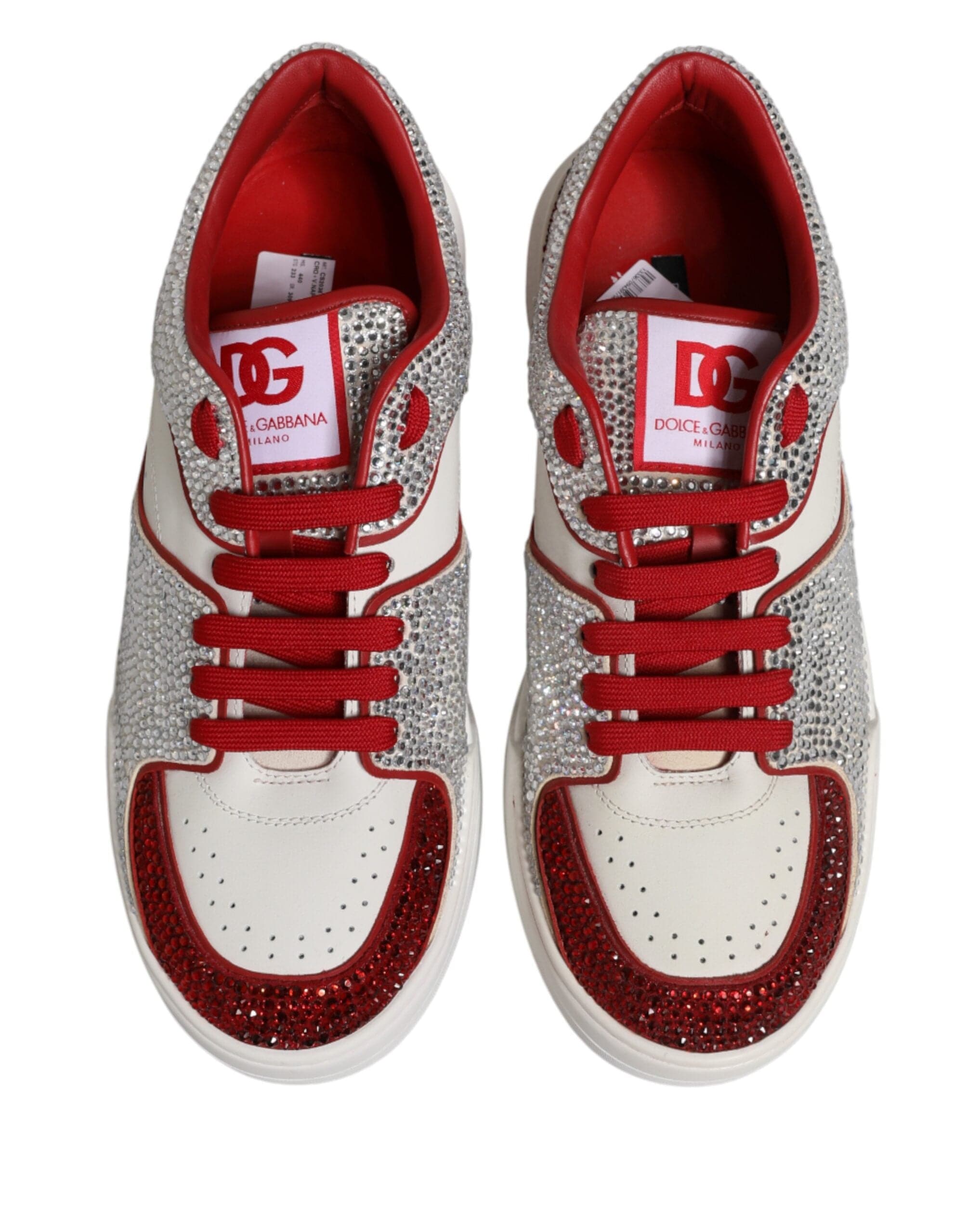 Dolce & Gabbana Portofino Rhinestone-Embellished Leather Sneakers