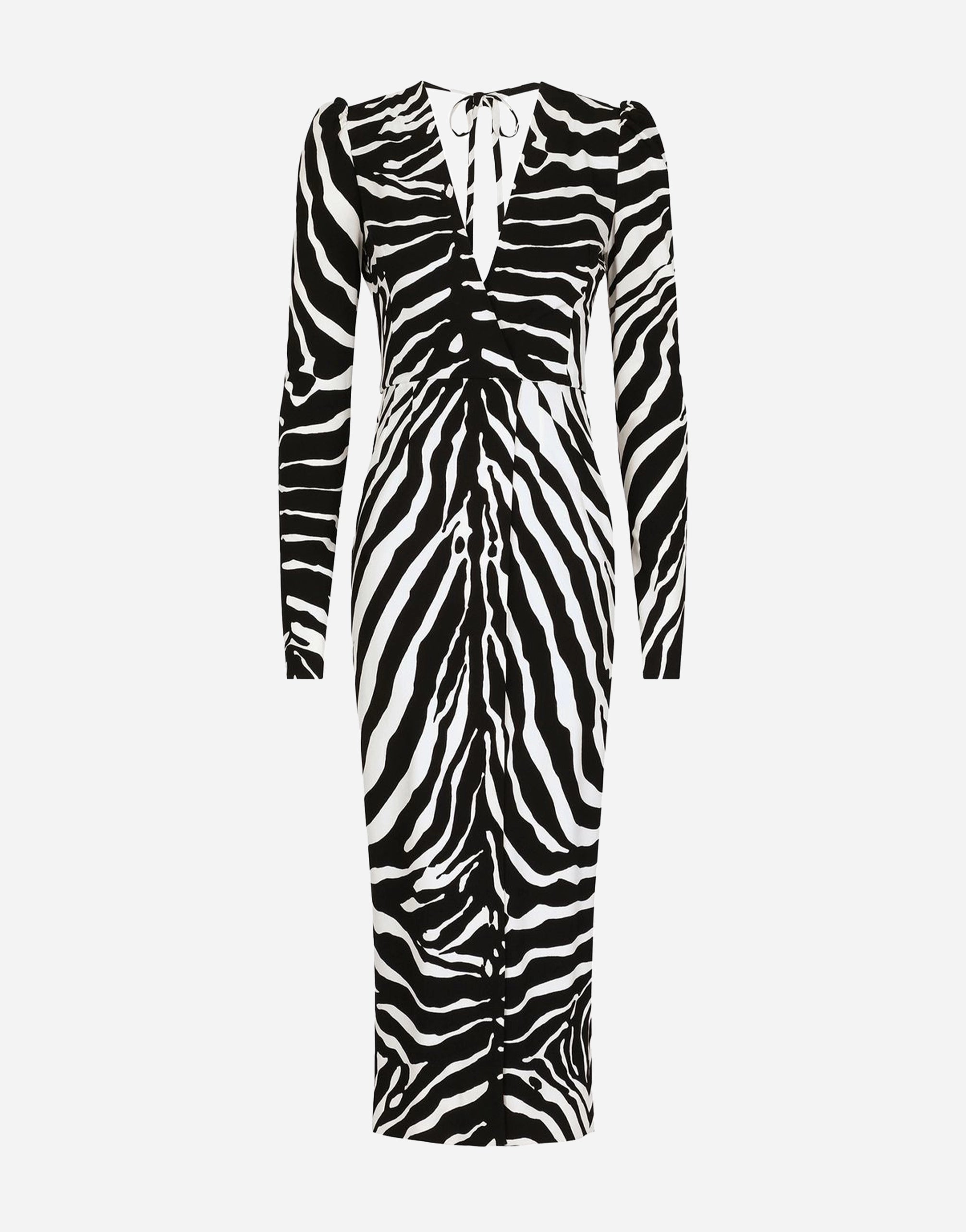 Zebra-Print Long-Sleeve Dress