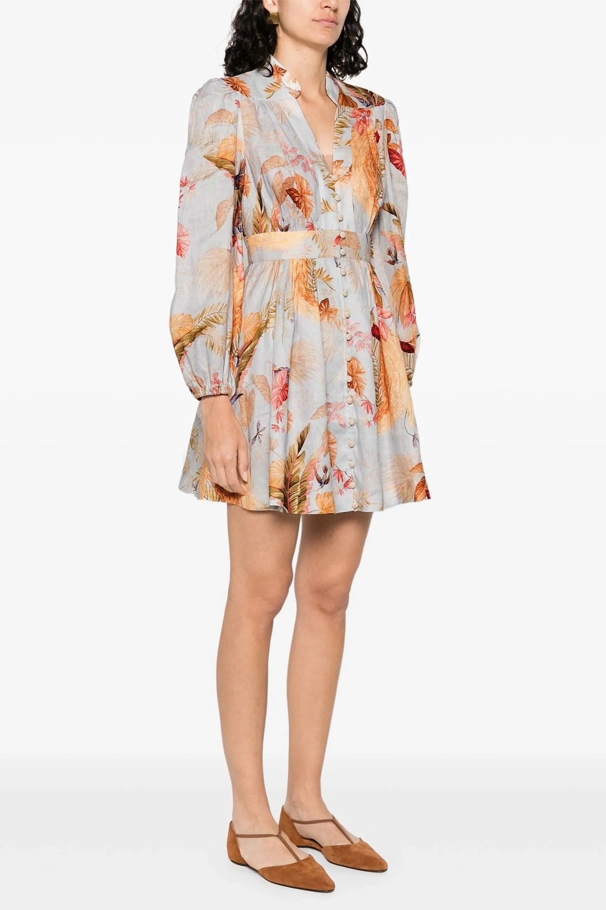 Zimmermann Acension Plunge Linen Mini Dress - alternate view