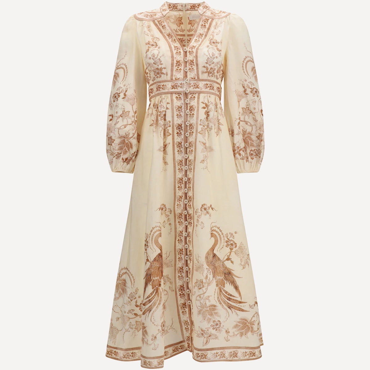 Zimmermann Linen Indra Plunge Midi Dress
