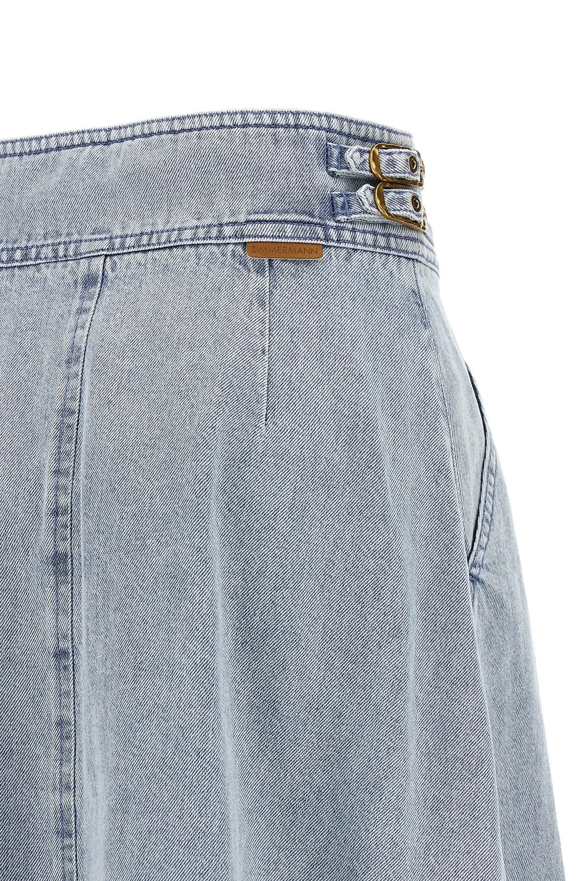Zimmermann Zimmermann Light Blue Denim Midi Skirt